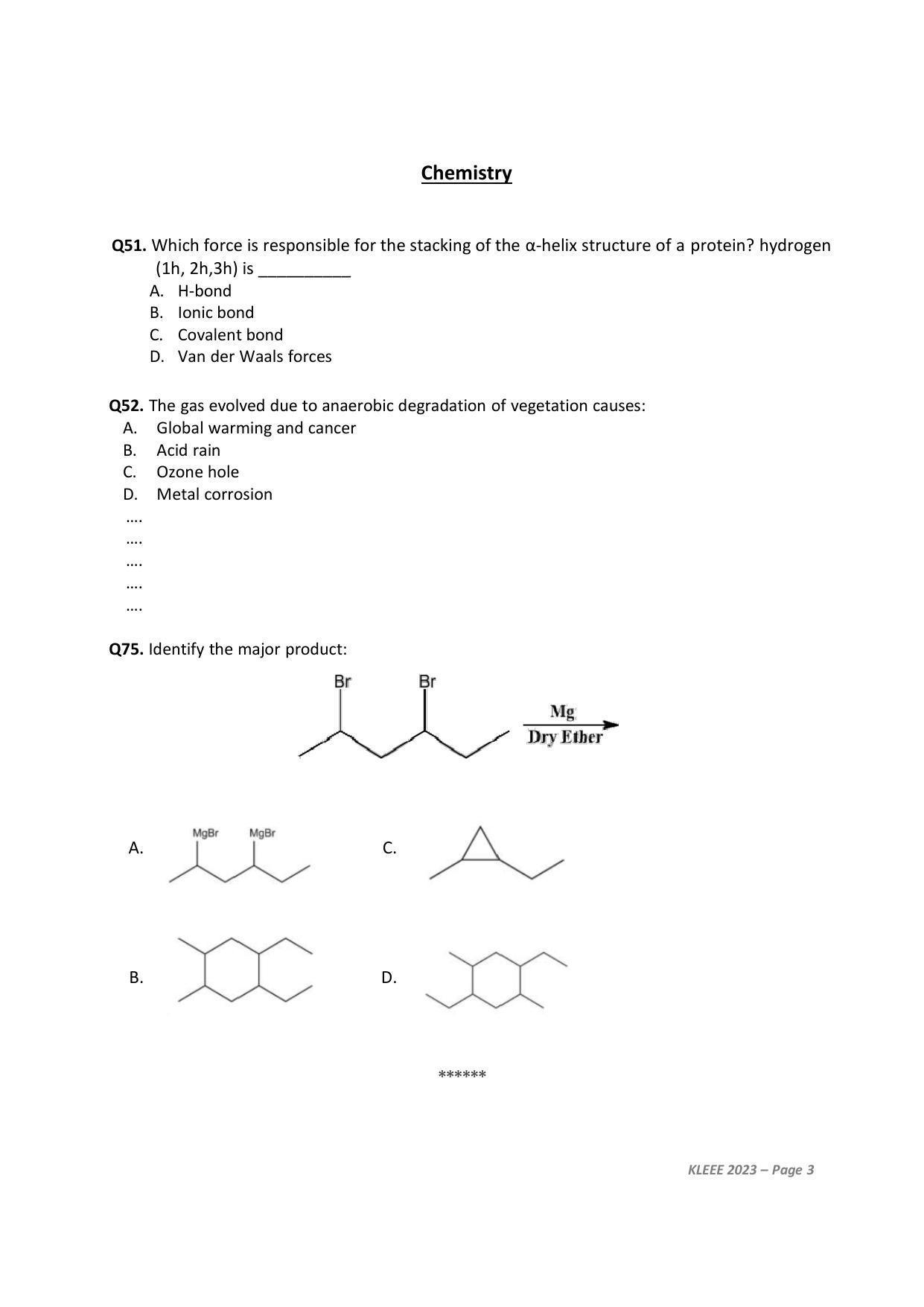 KLEEE 2023 Model Question Paper  - Page 3