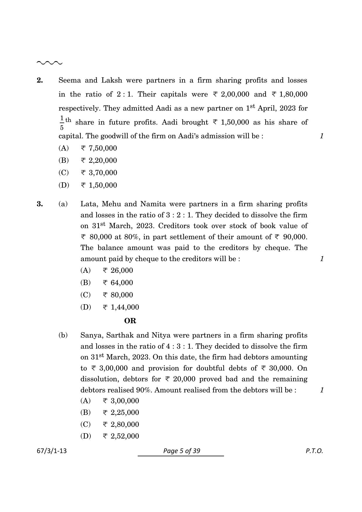 CBSE Class 12 67-3-1 Accountancy 2024 Question Paper - Page 5