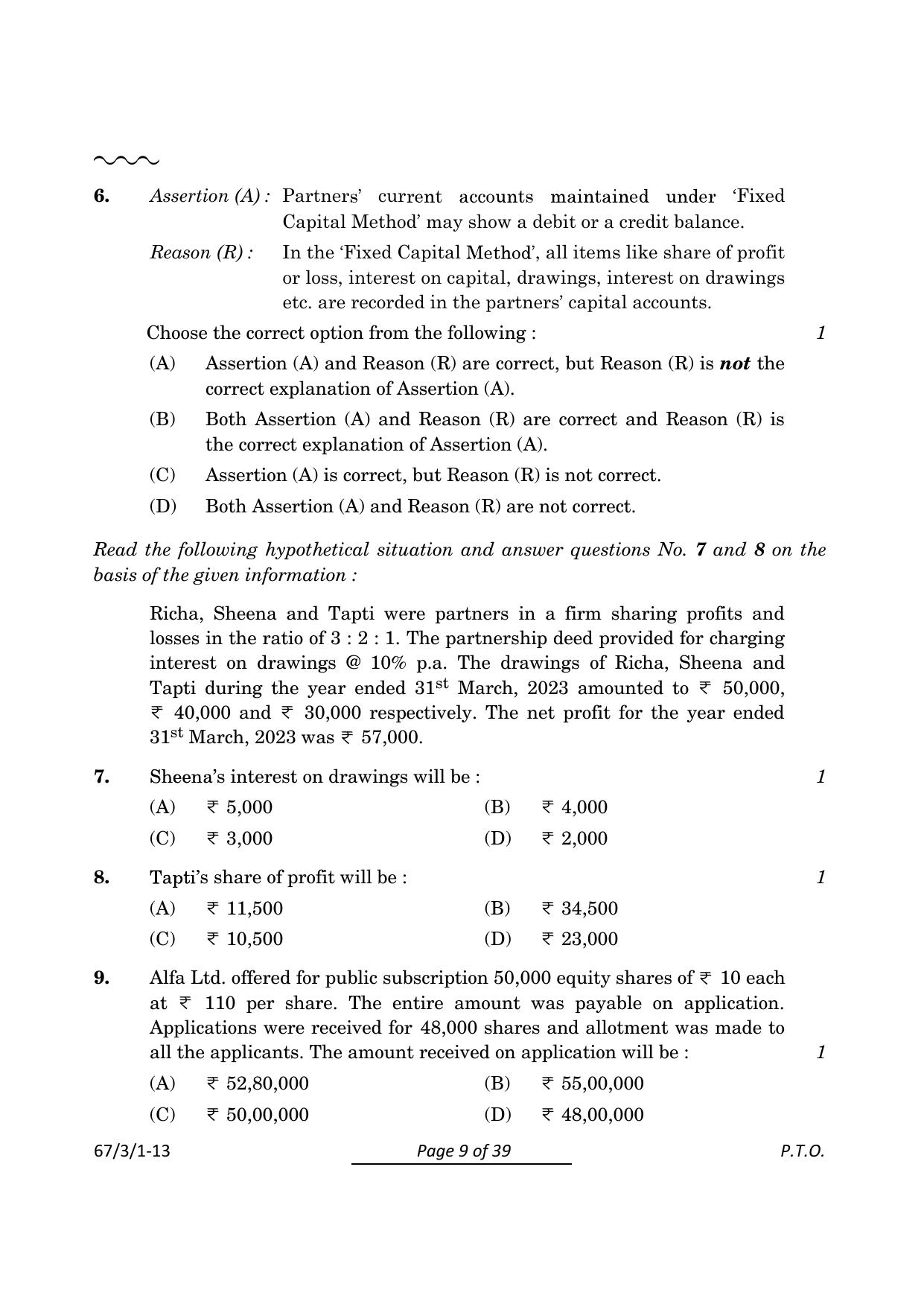 CBSE Class 12 67-3-1 Accountancy 2024 Question Paper - Page 9