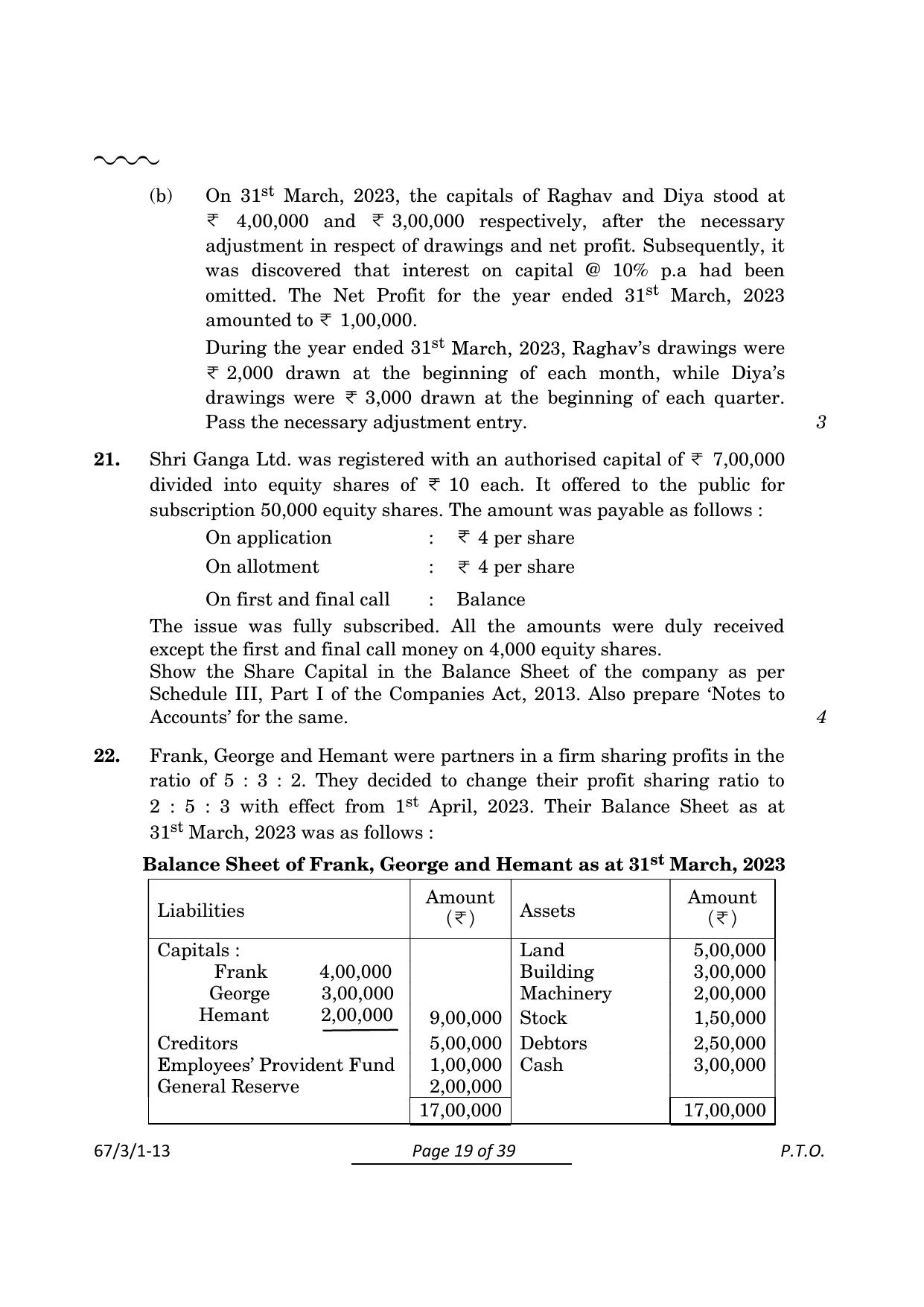 CBSE Class 12 67-3-1 Accountancy 2024 Question Paper - Page 19
