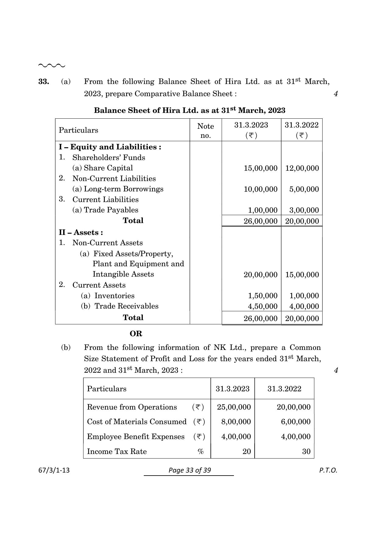 CBSE Class 12 67-3-1 Accountancy 2024 Question Paper - Page 33