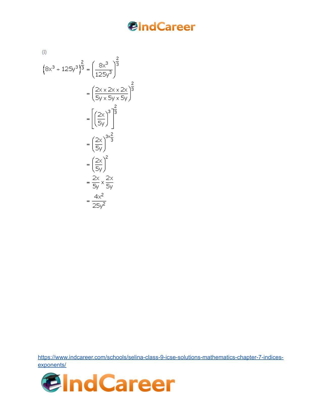 Selina Class 9 ICSE Solutions Mathematics : Chapter 7- Indices (Exponents) - Page 7