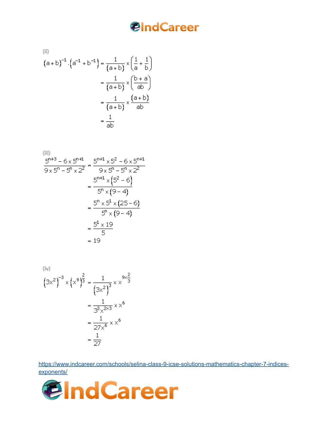 Selina Class 9 ICSE Solutions Mathematics : Chapter 7- Indices (Exponents) - Page 8
