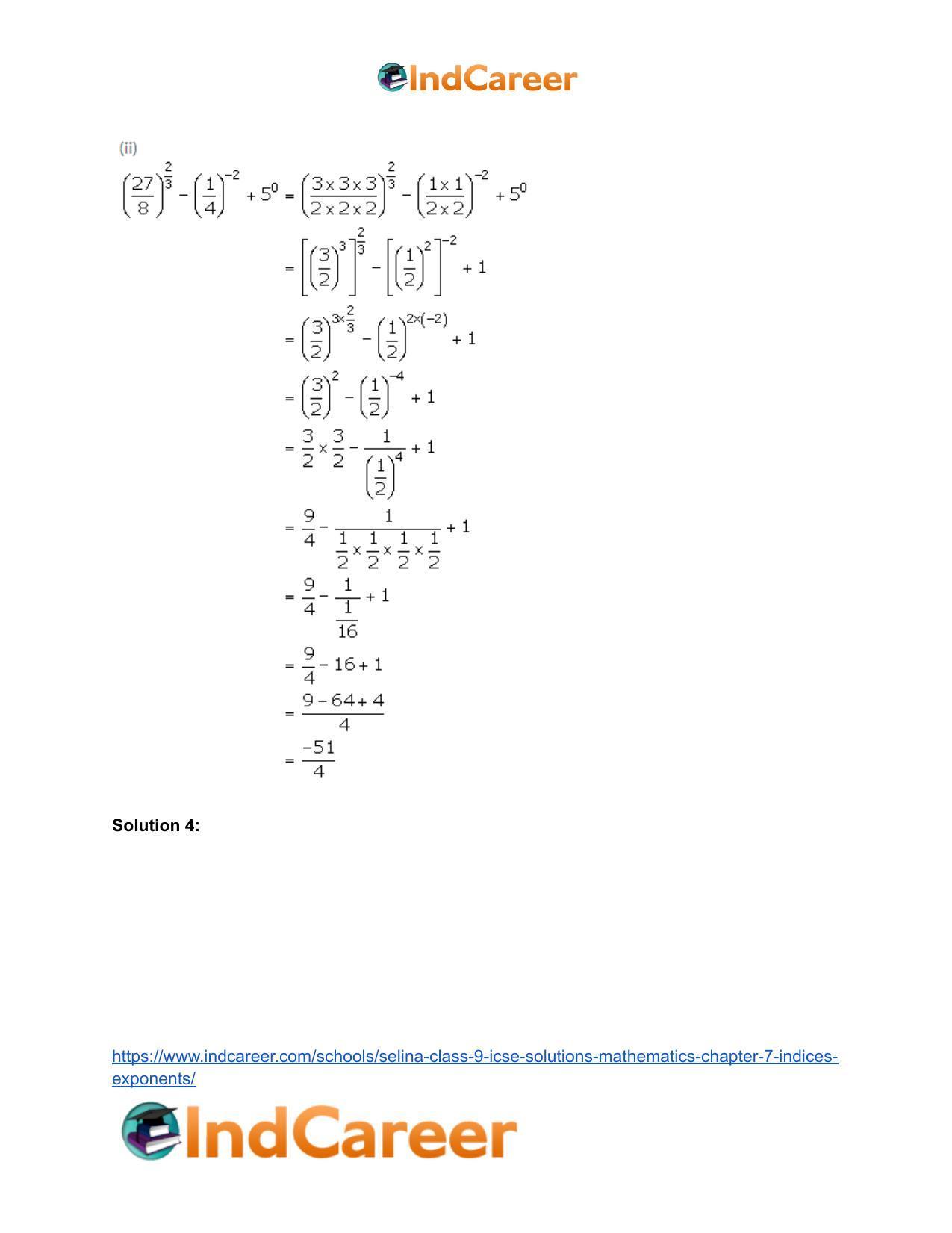Selina Class 9 ICSE Solutions Mathematics : Chapter 7- Indices (Exponents) - Page 10