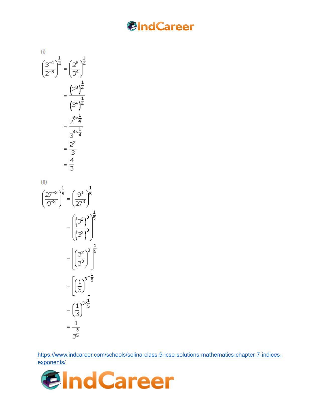 Selina Class 9 ICSE Solutions Mathematics : Chapter 7- Indices (Exponents) - Page 11
