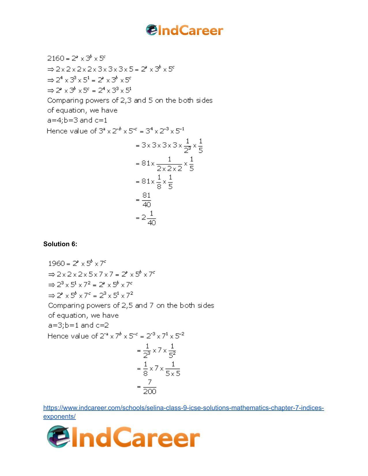 Selina Class 9 ICSE Solutions Mathematics : Chapter 7- Indices (Exponents) - Page 14