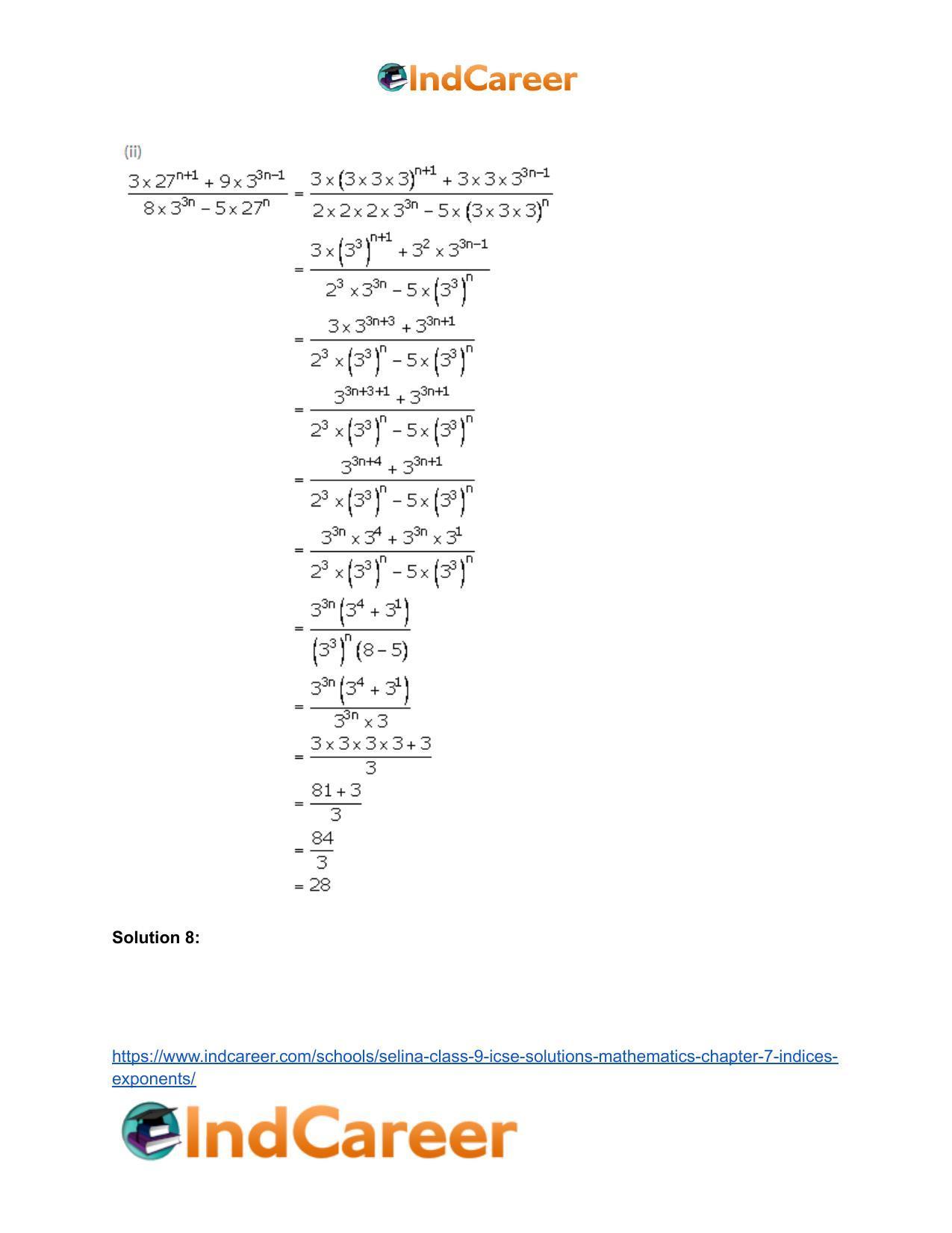 Selina Class 9 ICSE Solutions Mathematics : Chapter 7- Indices (Exponents) - Page 16