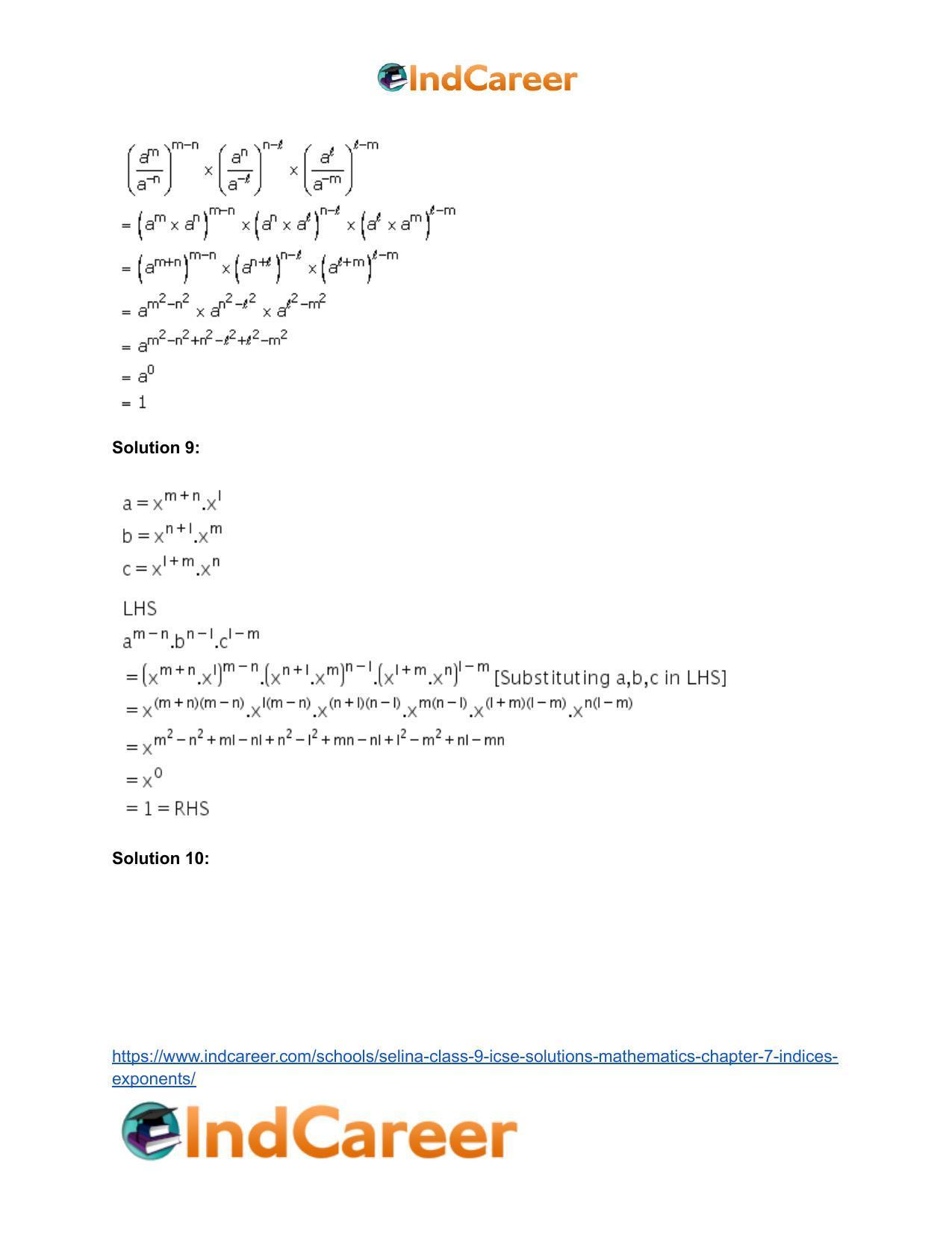 Selina Class 9 ICSE Solutions Mathematics : Chapter 7- Indices (Exponents) - Page 17