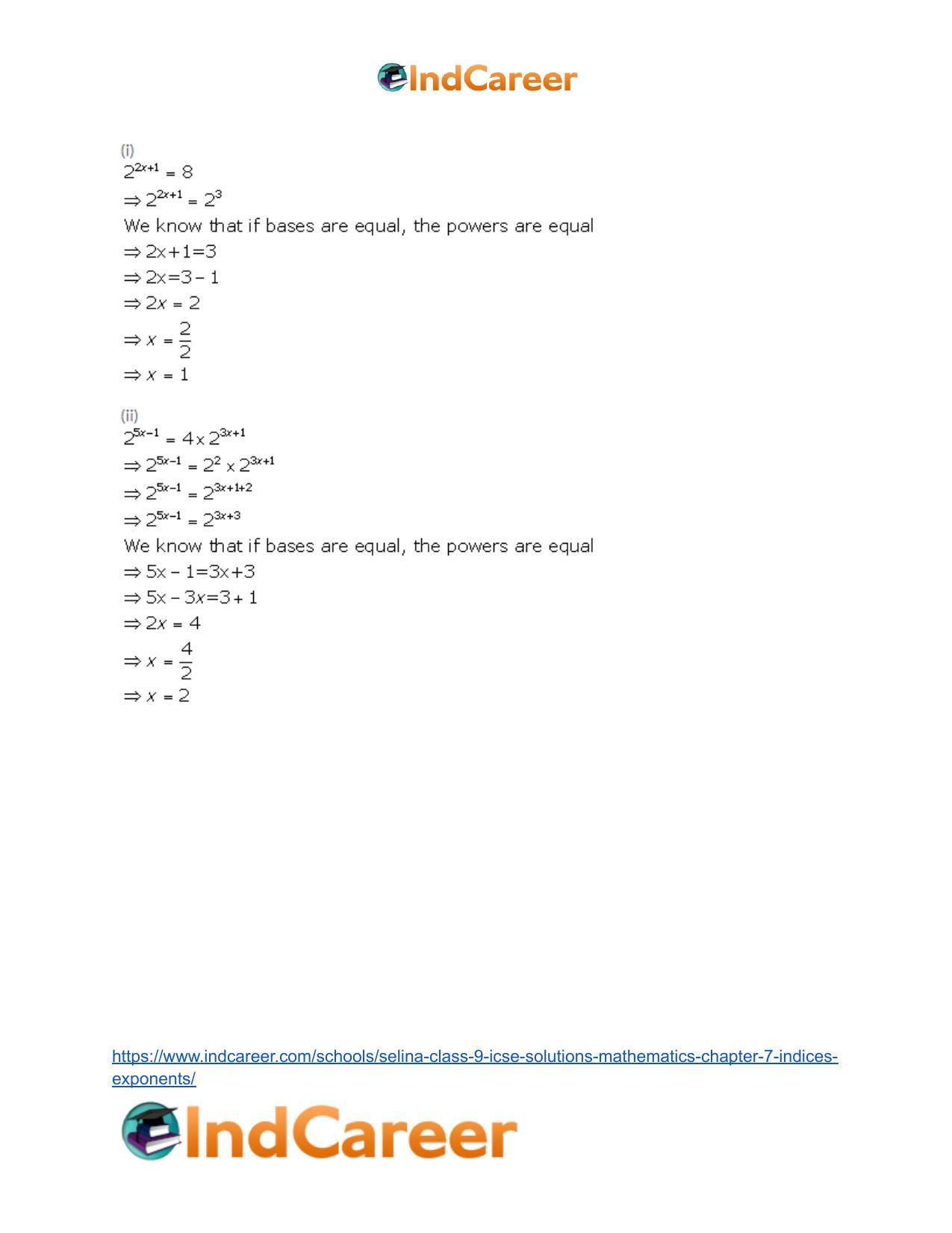 Selina Class 9 ICSE Solutions Mathematics : Chapter 7- Indices (Exponents) - Page 19