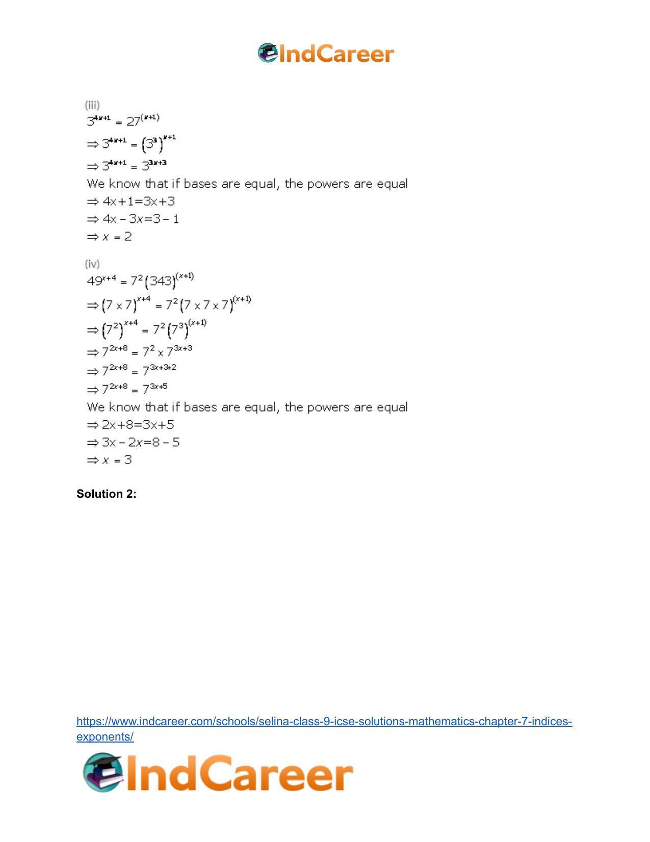 Selina Class 9 ICSE Solutions Mathematics : Chapter 7- Indices (Exponents) - Page 20