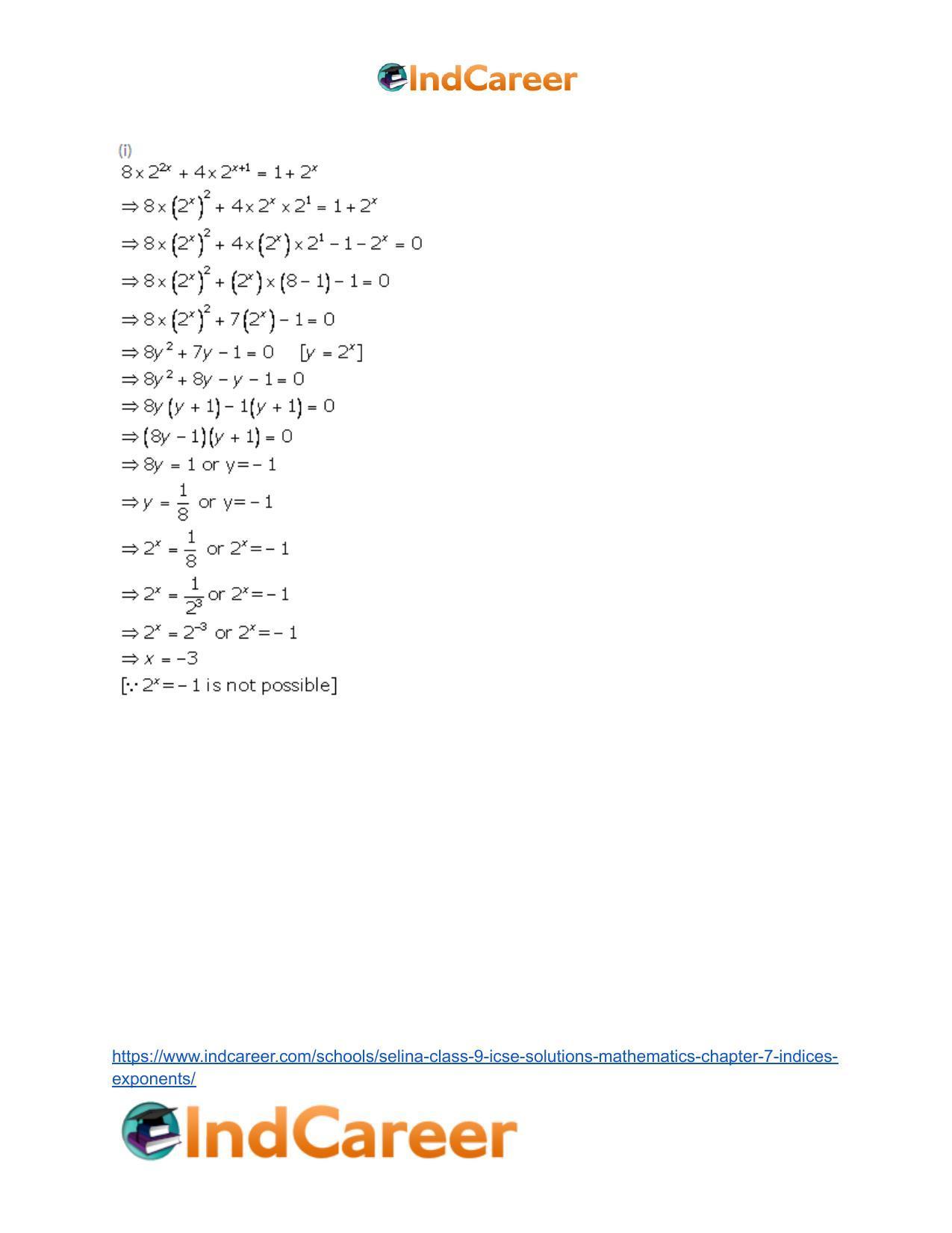 Selina Class 9 ICSE Solutions Mathematics : Chapter 7- Indices (Exponents) - Page 24