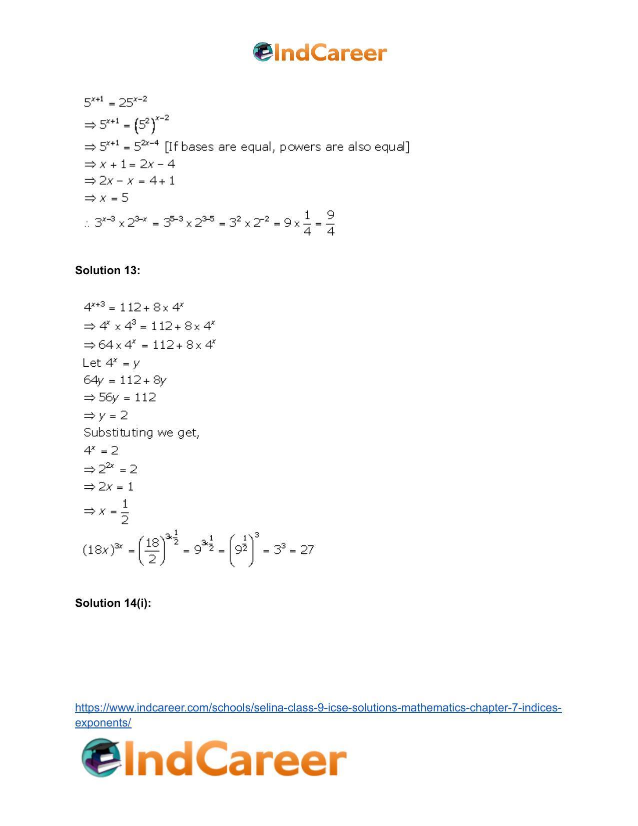 Selina Class 9 ICSE Solutions Mathematics : Chapter 7- Indices (Exponents) - Page 33