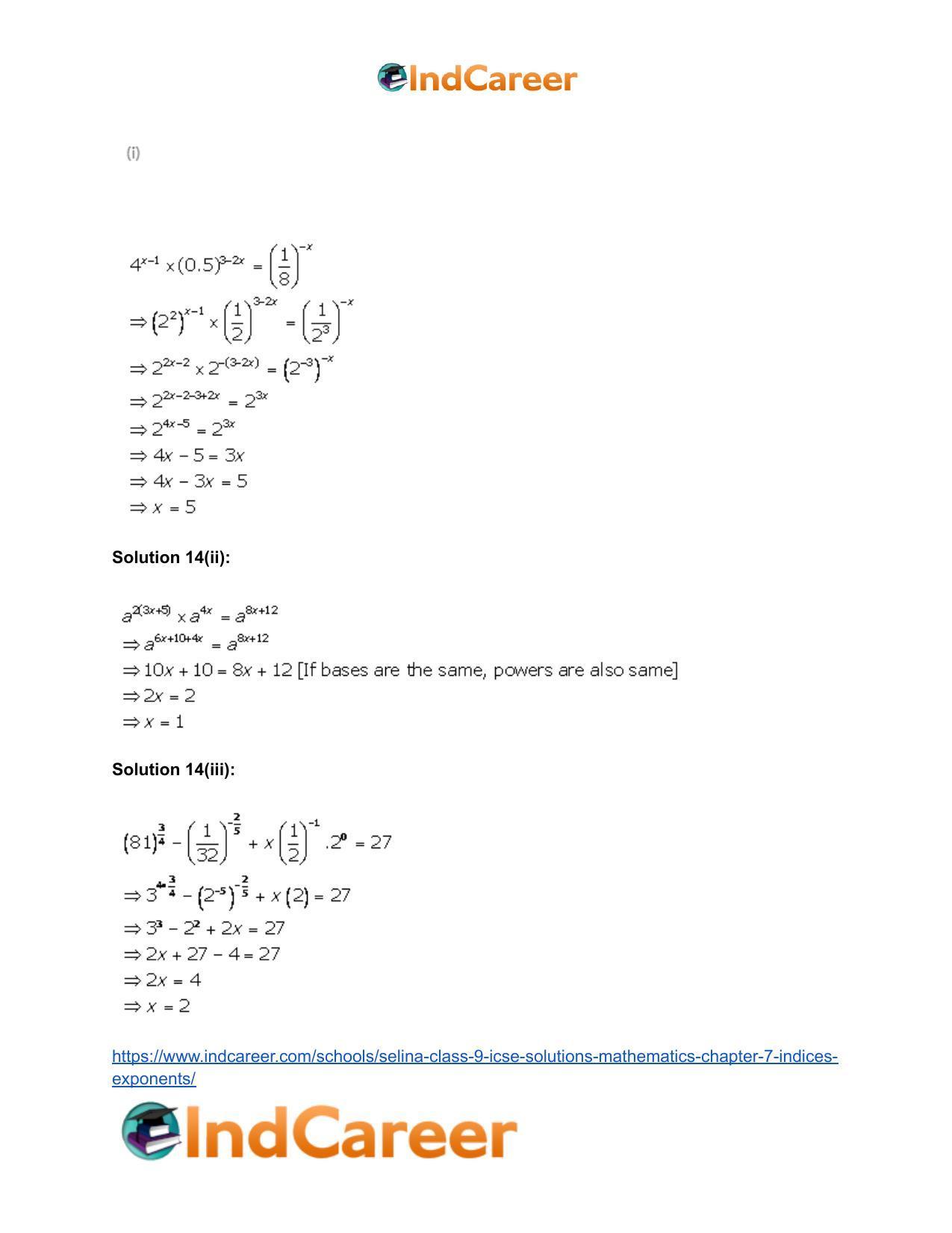Selina Class 9 ICSE Solutions Mathematics : Chapter 7- Indices (Exponents) - Page 34