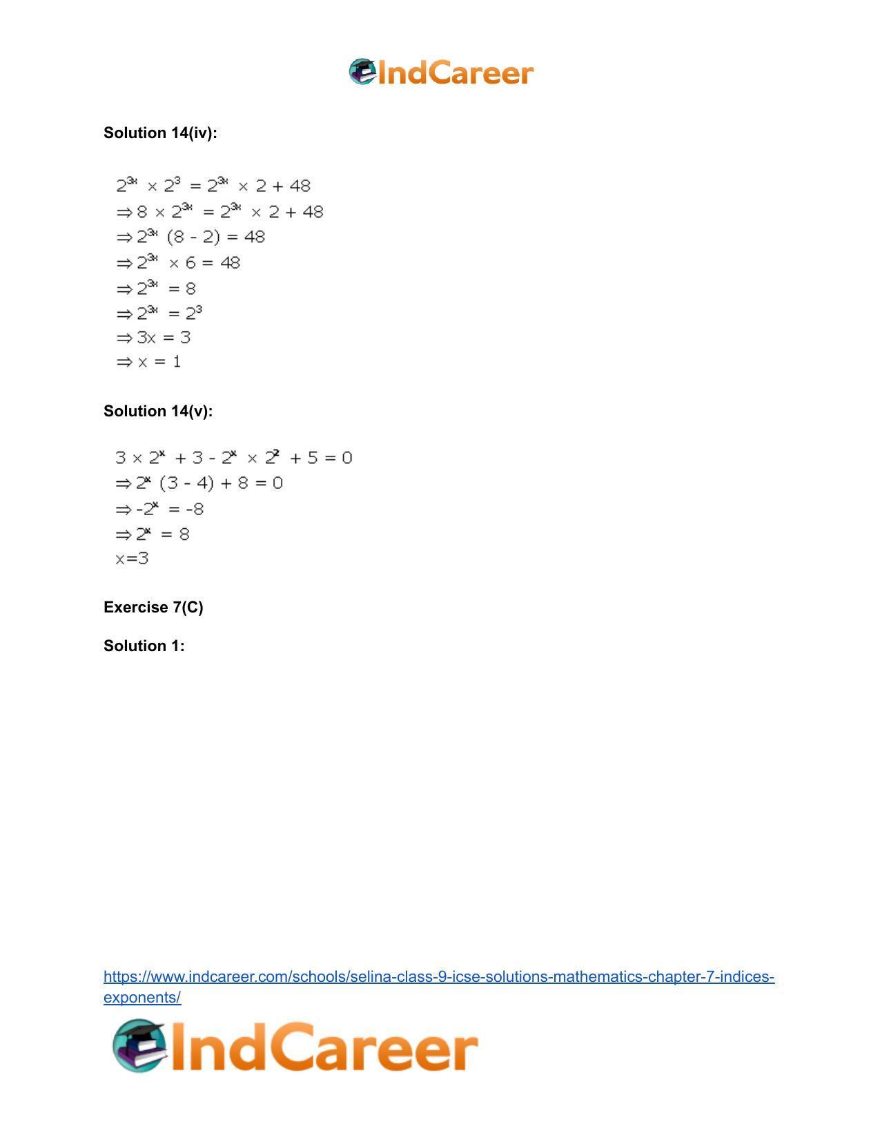 Selina Class 9 ICSE Solutions Mathematics : Chapter 7- Indices (Exponents) - Page 35