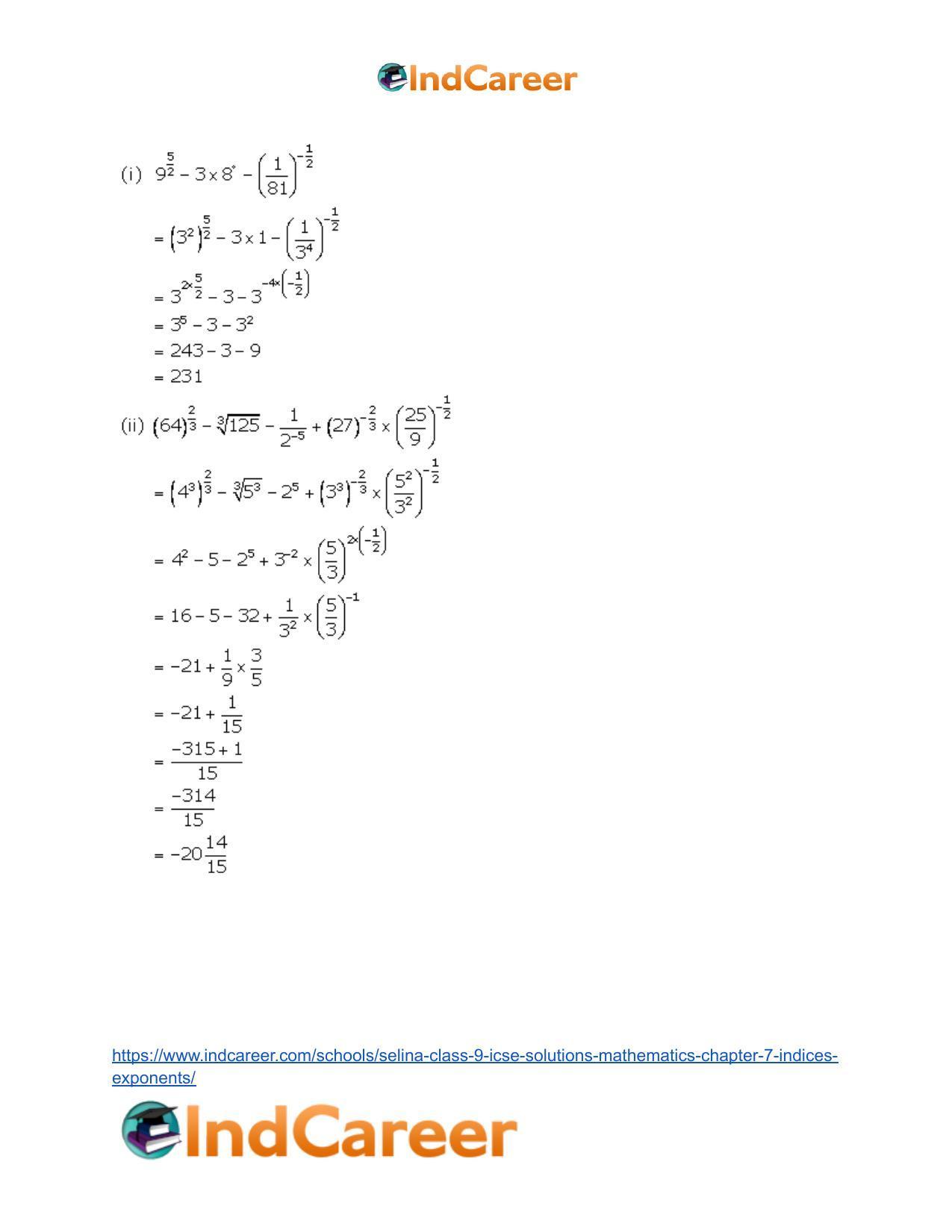 Selina Class 9 ICSE Solutions Mathematics : Chapter 7- Indices (Exponents) - Page 36