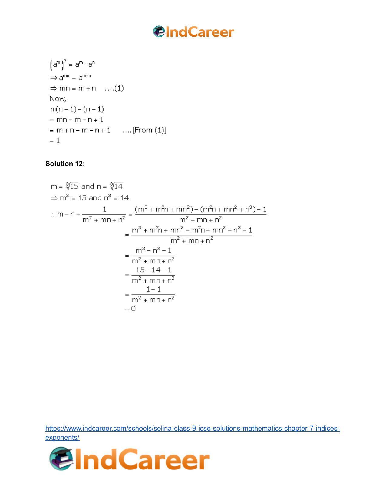 Selina Class 9 ICSE Solutions Mathematics : Chapter 7- Indices (Exponents) - Page 42