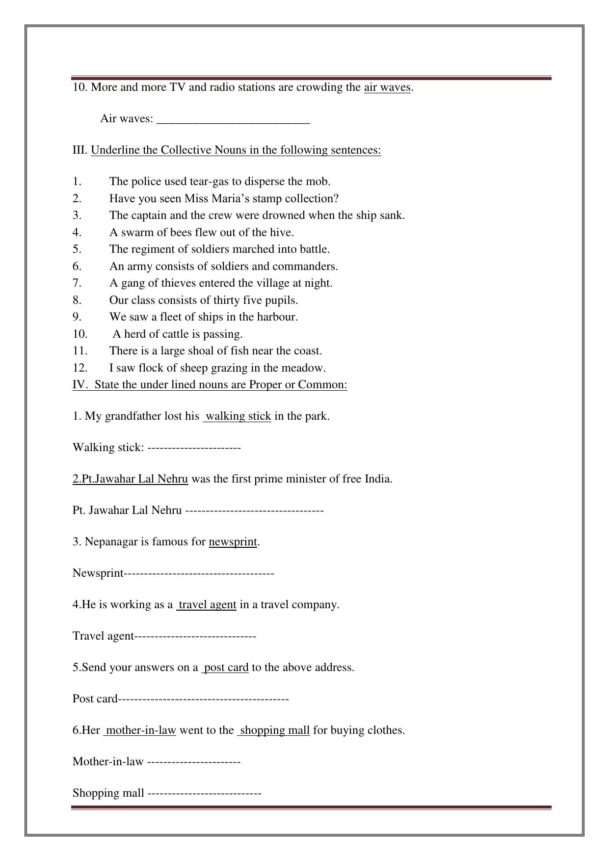 Worksheet for Class 4 English Assignment 25 - Page 3