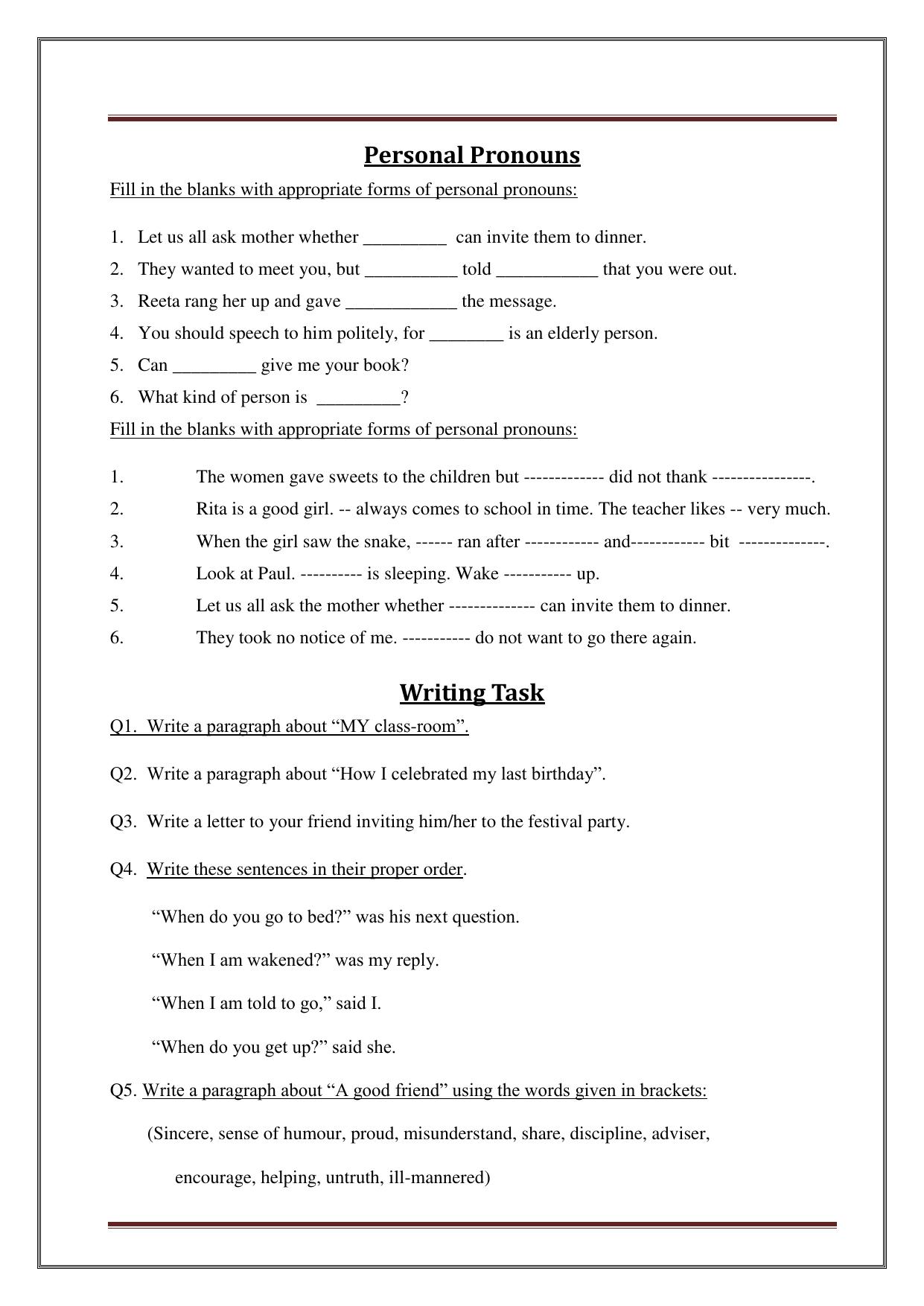 Worksheet for Class 4 English Assignment 25 - Page 6