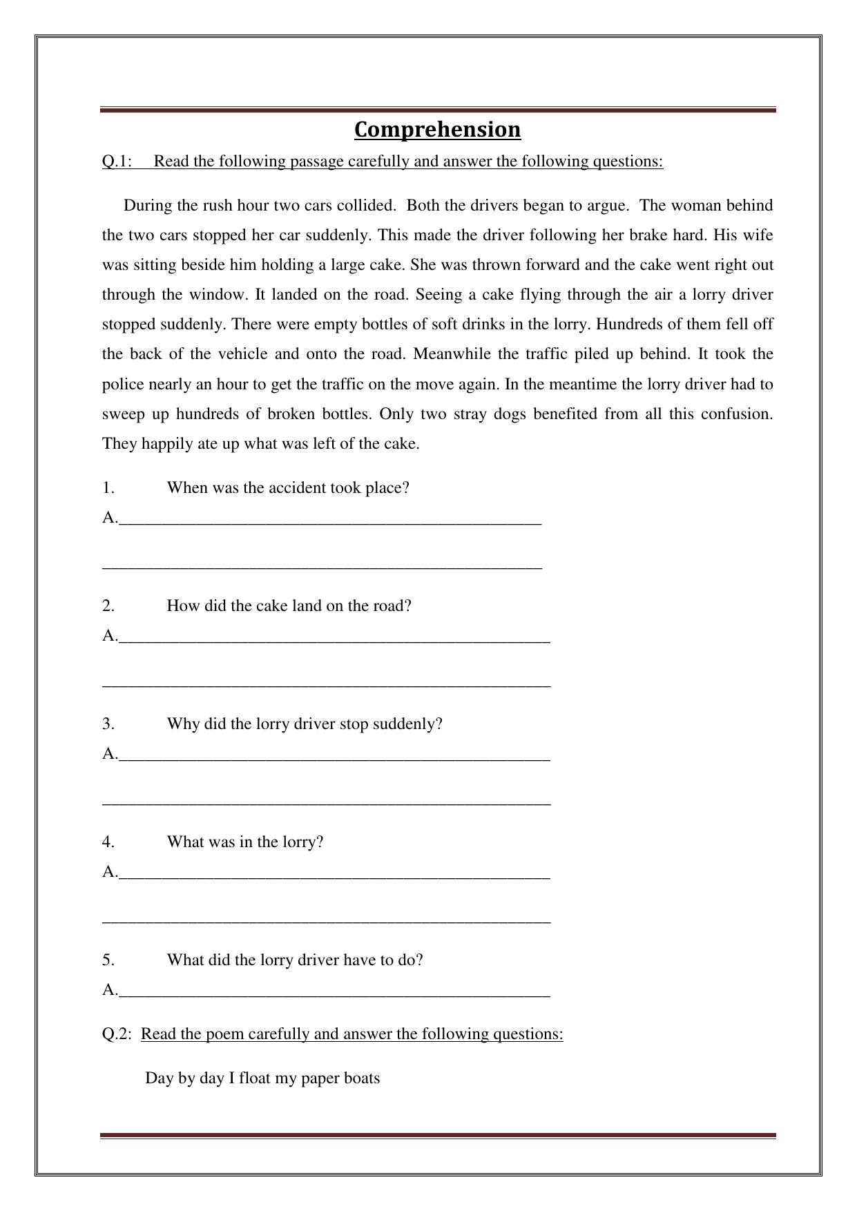 Worksheet for Class 4 English Assignment 25 - Page 19