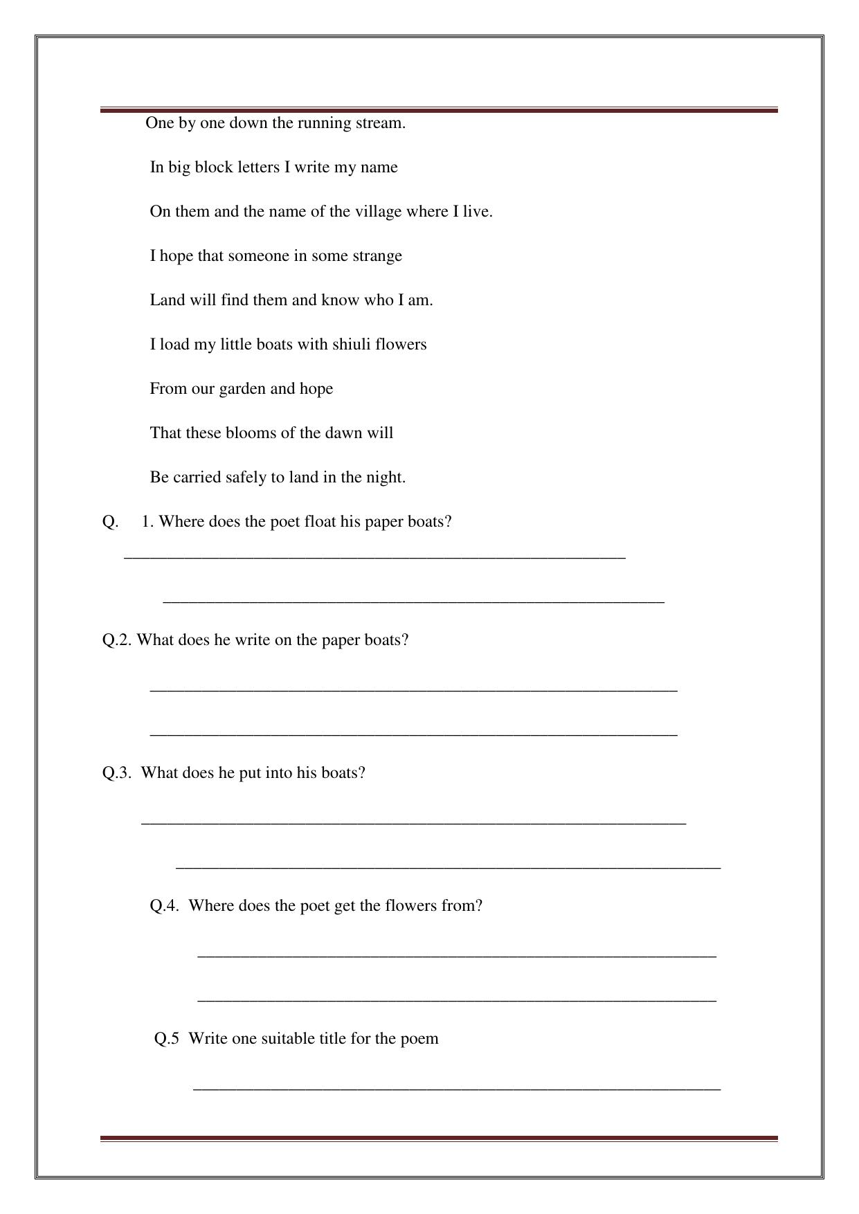 Worksheet for Class 4 English Assignment 25 - Page 20