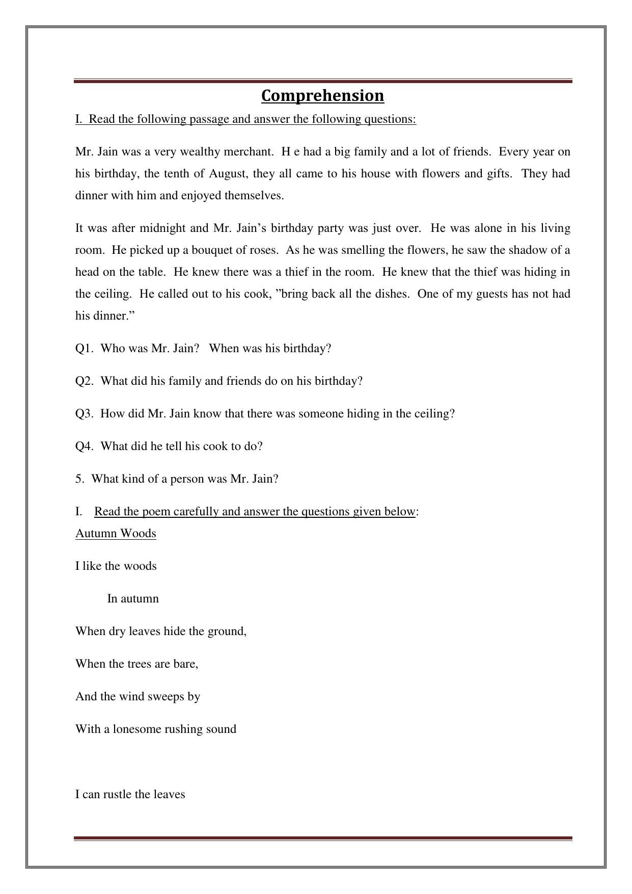 Worksheet for Class 4 English Assignment 25 - Page 22