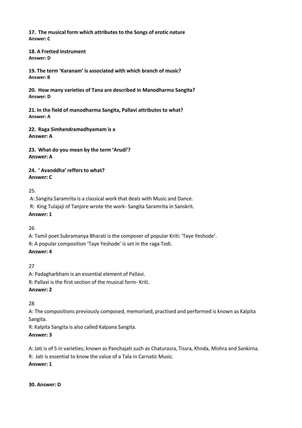 CBSE Class 12th Carnatic Melodic Sample Question Paper Answer Key 2021-22 - Page 2
