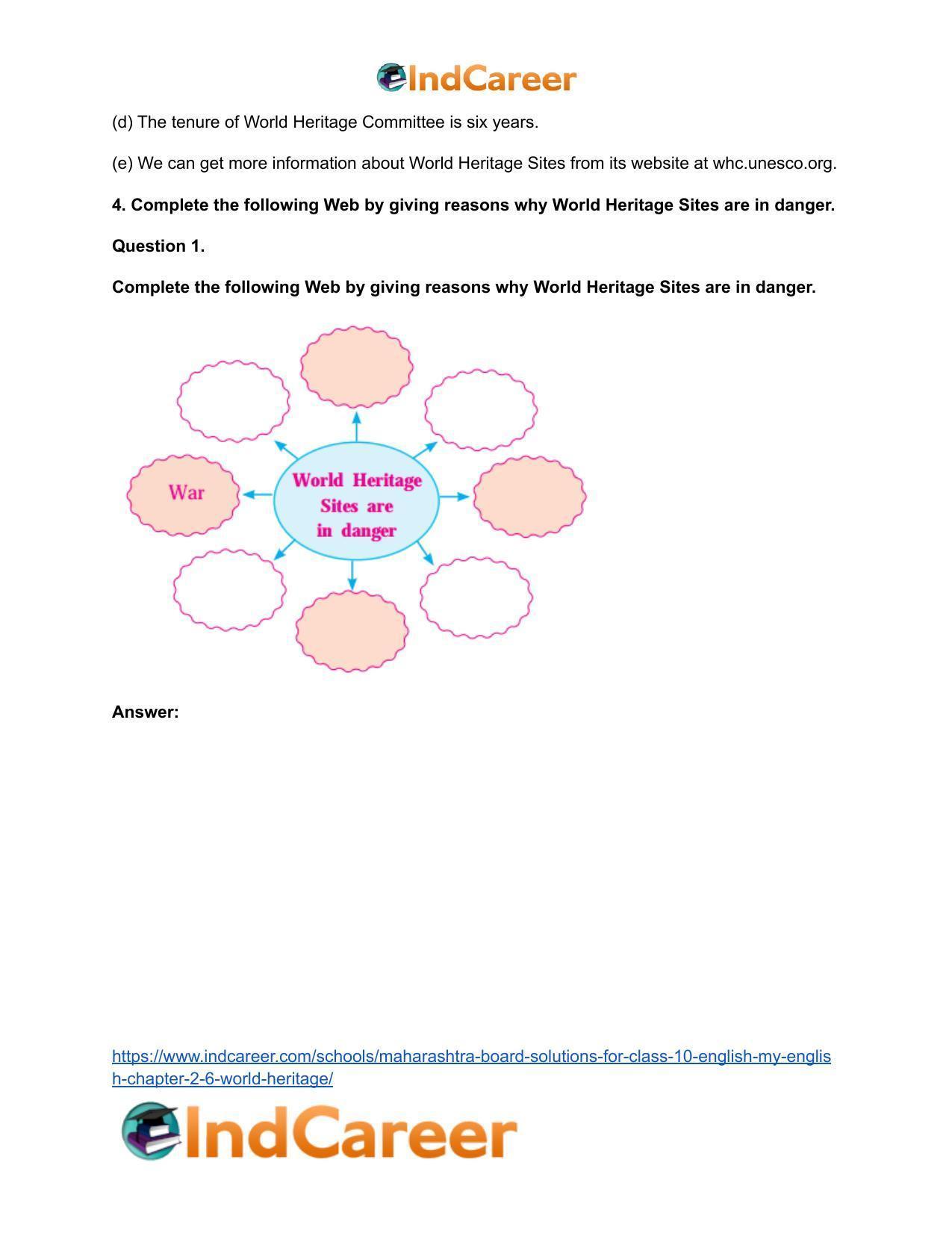 Maharashtra Board Solutions for Class 10- English (My English): Chapter 2.6- World Heritage - Page 8