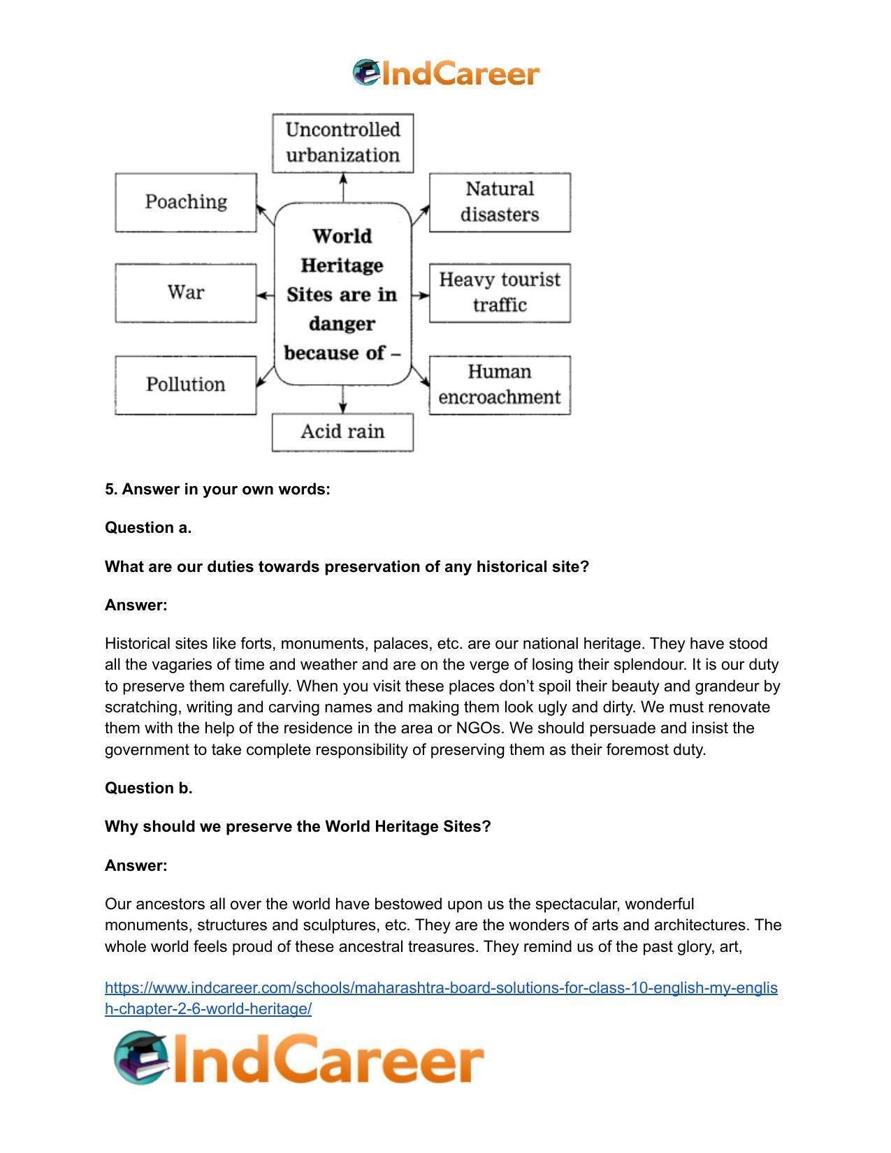 Maharashtra Board Solutions for Class 10- English (My English): Chapter 2.6- World Heritage - Page 9