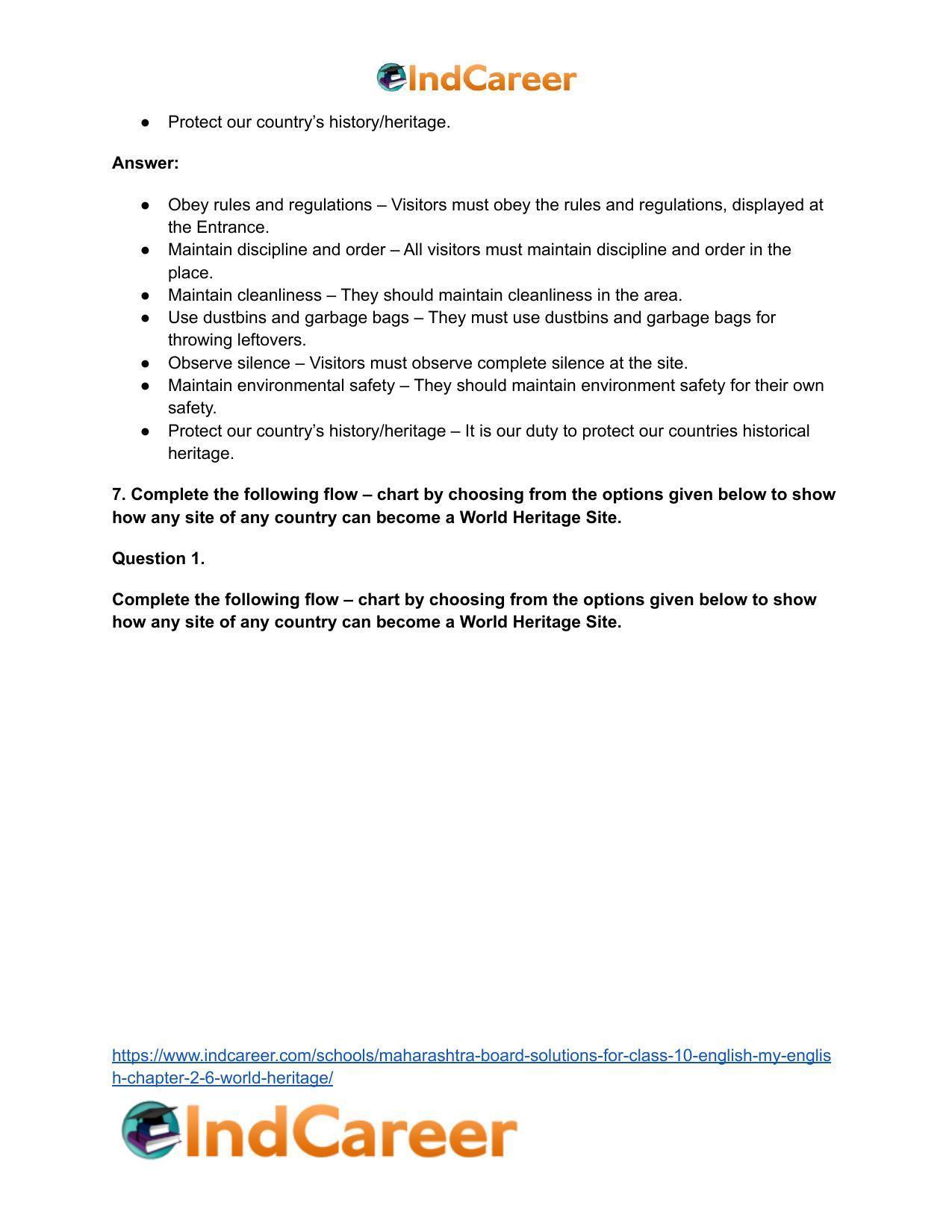 Maharashtra Board Solutions for Class 10- English (My English): Chapter 2.6- World Heritage - Page 11