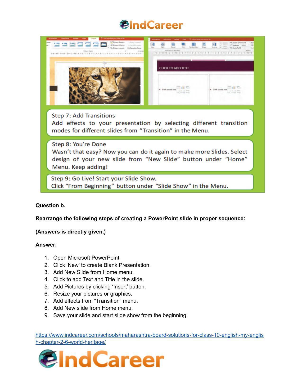 Maharashtra Board Solutions for Class 10- English (My English): Chapter 2.6- World Heritage - Page 23