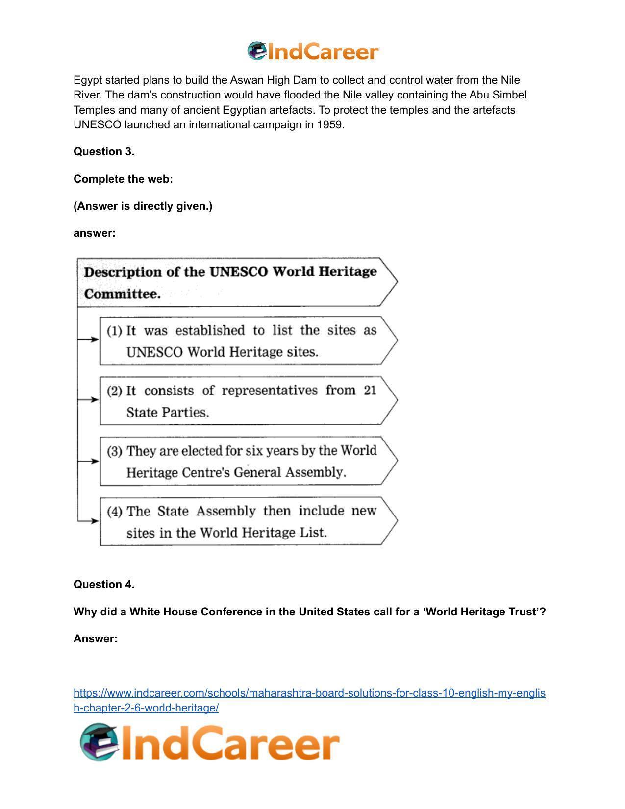 Maharashtra Board Solutions for Class 10- English (My English): Chapter 2.6- World Heritage - Page 28