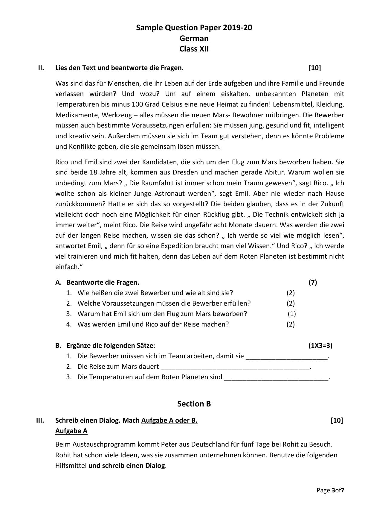 CBSE Class 12 German Skill Education-Sample Paper 2019-20 - Page 3