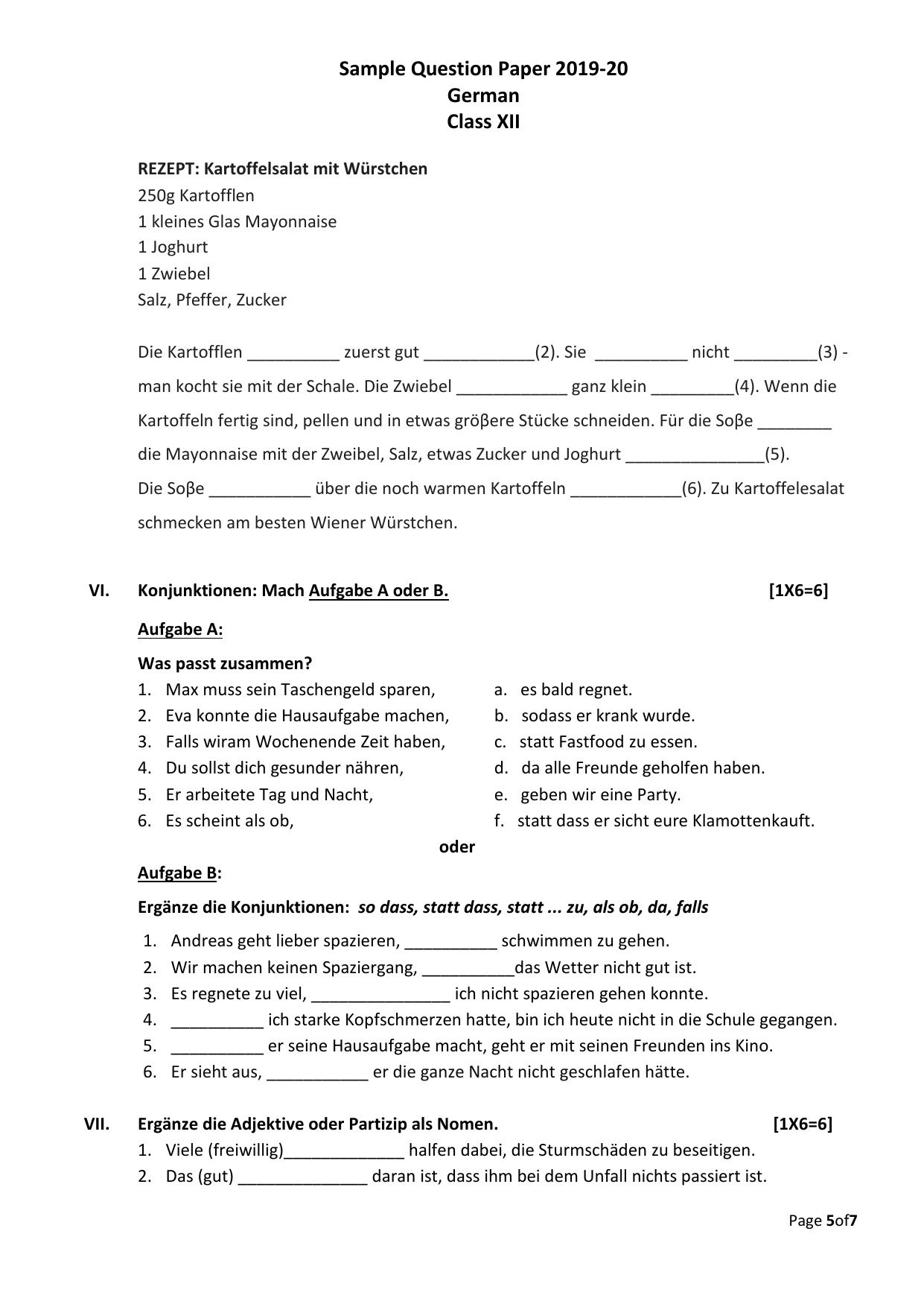 CBSE Class 12 German Skill Education-Sample Paper 2019-20 - Page 5
