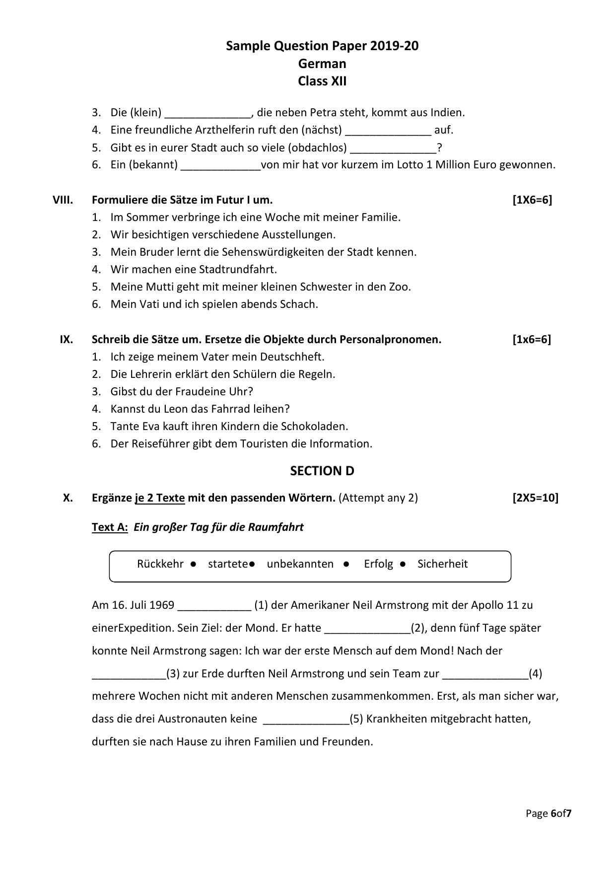 CBSE Class 12 German Skill Education-Sample Paper 2019-20 - Page 6