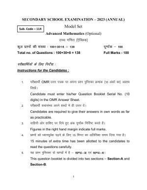 Bihar Board 10th Advanced Mathematics (Optional) Model Paper 2023