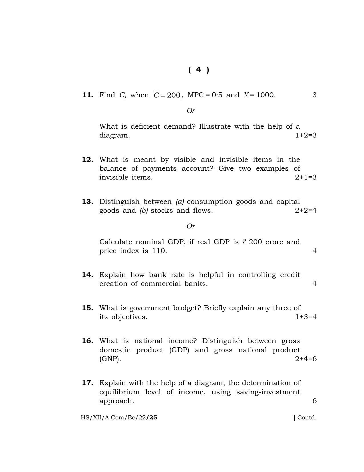 Meghalaya Board (MBOSE) Class 12 ECONOMICS (HS_XII_A. Com_EC_22) 2022 Question Paper - Page 4