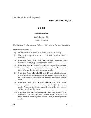 Meghalaya Board (MBOSE) Class 12 ECONOMICS (HS_XII_A. Com_EC_22) 2022 Question Paper