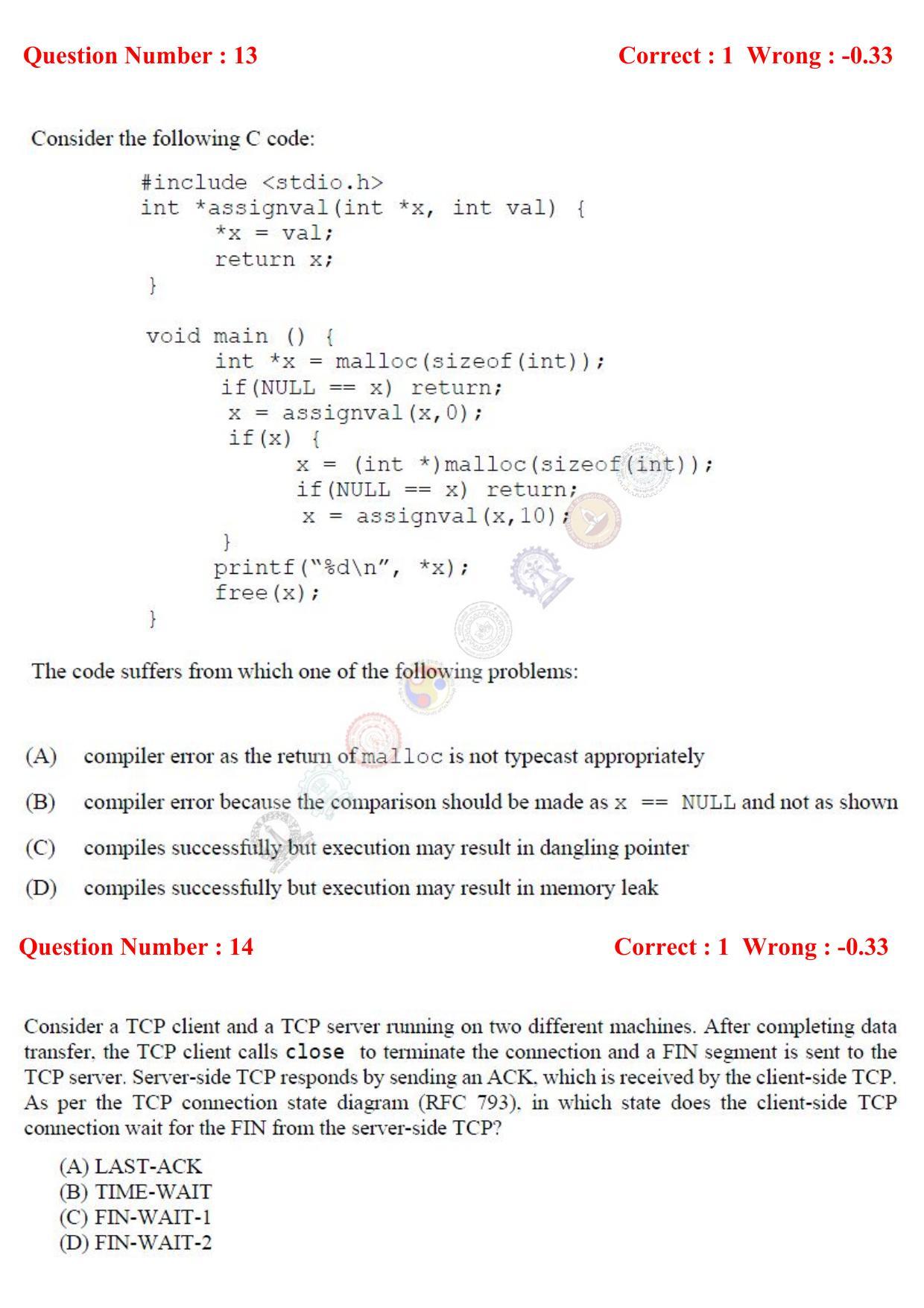 GATE 2017 Computer Science and Information Technology (CS) Question Paper with Answer Key - Page 9