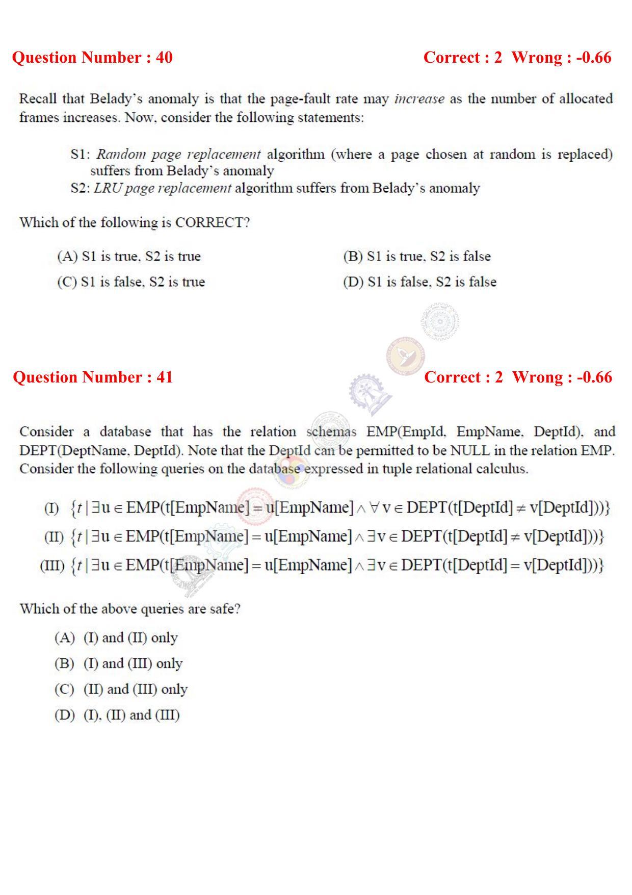 GATE 2017 Computer Science and Information Technology (CS) Question Paper with Answer Key - Page 19