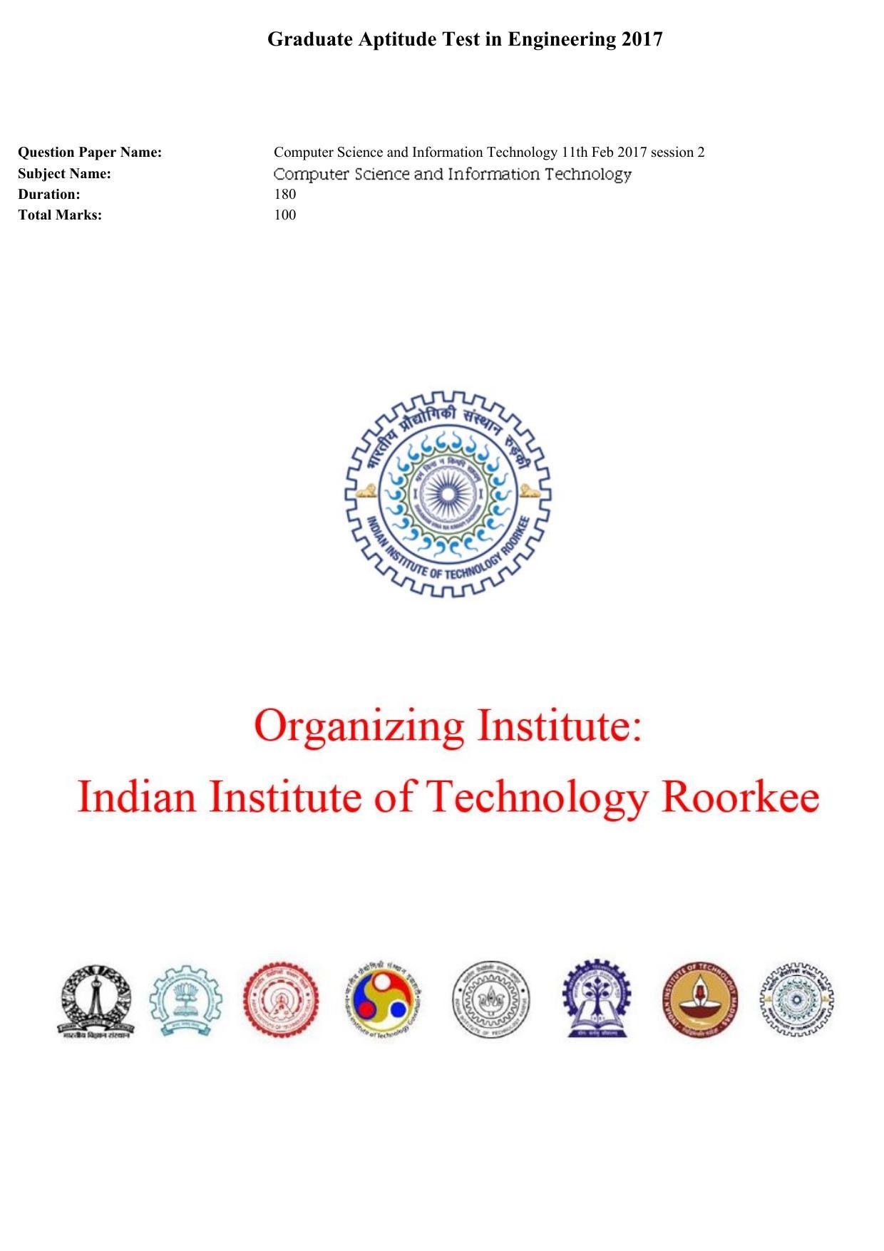 GATE 2017 Computer Science and Information Technology (CS) Question Paper with Answer Key - Page 32