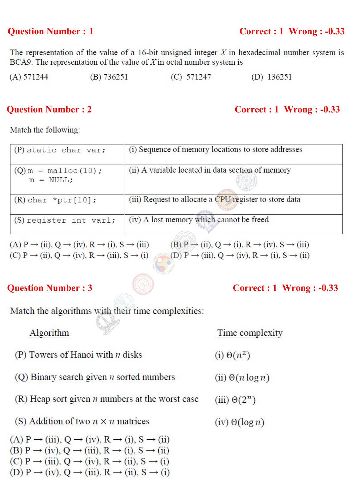GATE 2017 Computer Science and Information Technology (CS) Question Paper with Answer Key - Page 33