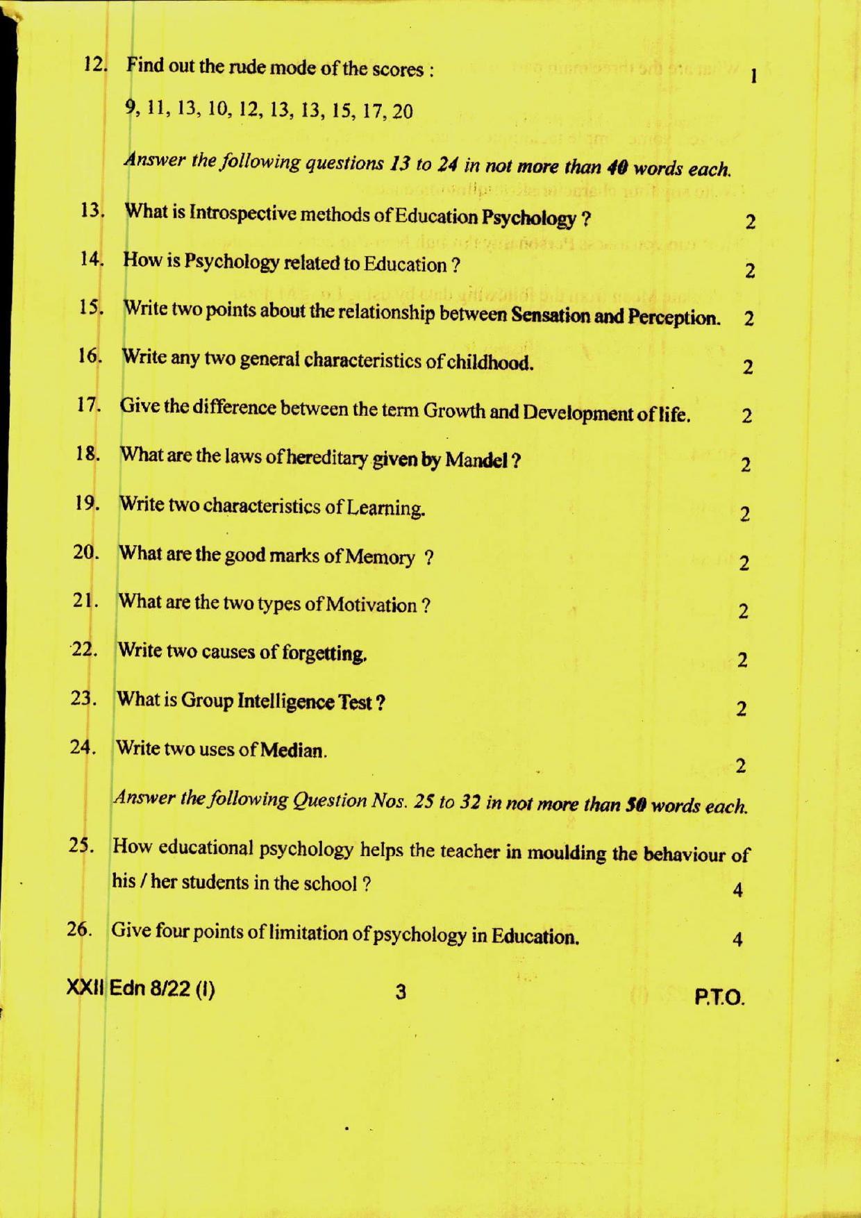 COHSEM 12th Question Papers Improvement 2022 Education - Page 3