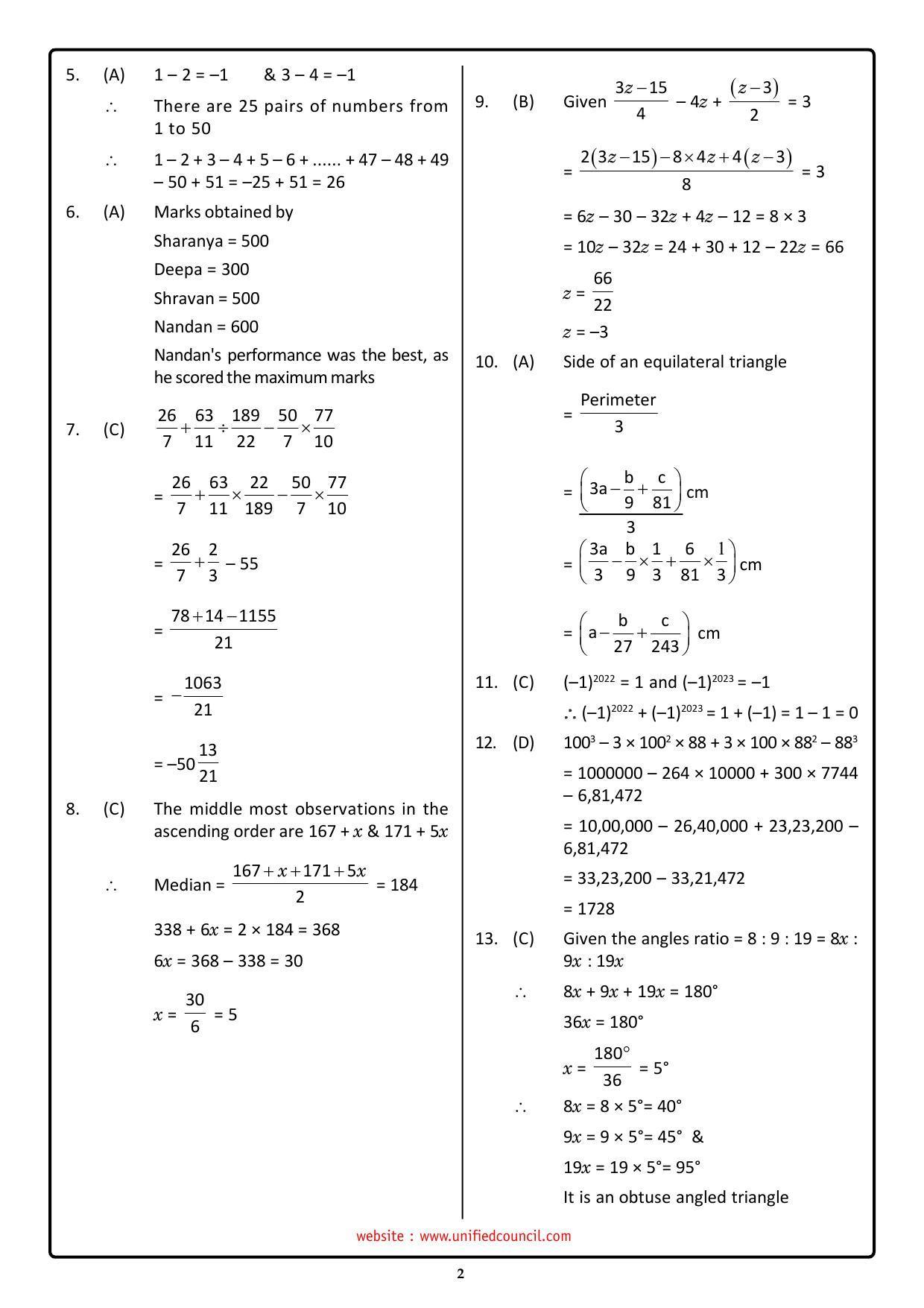 NSTSE 2023 Class 7 Answer Key (Paper Code 487) - Page 2