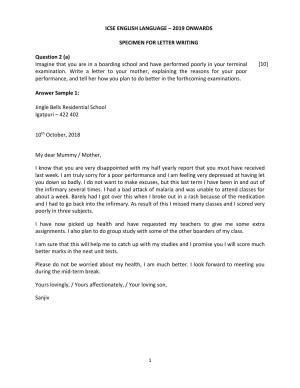 ICSE Class 10 Letter Writing Specimen Paper