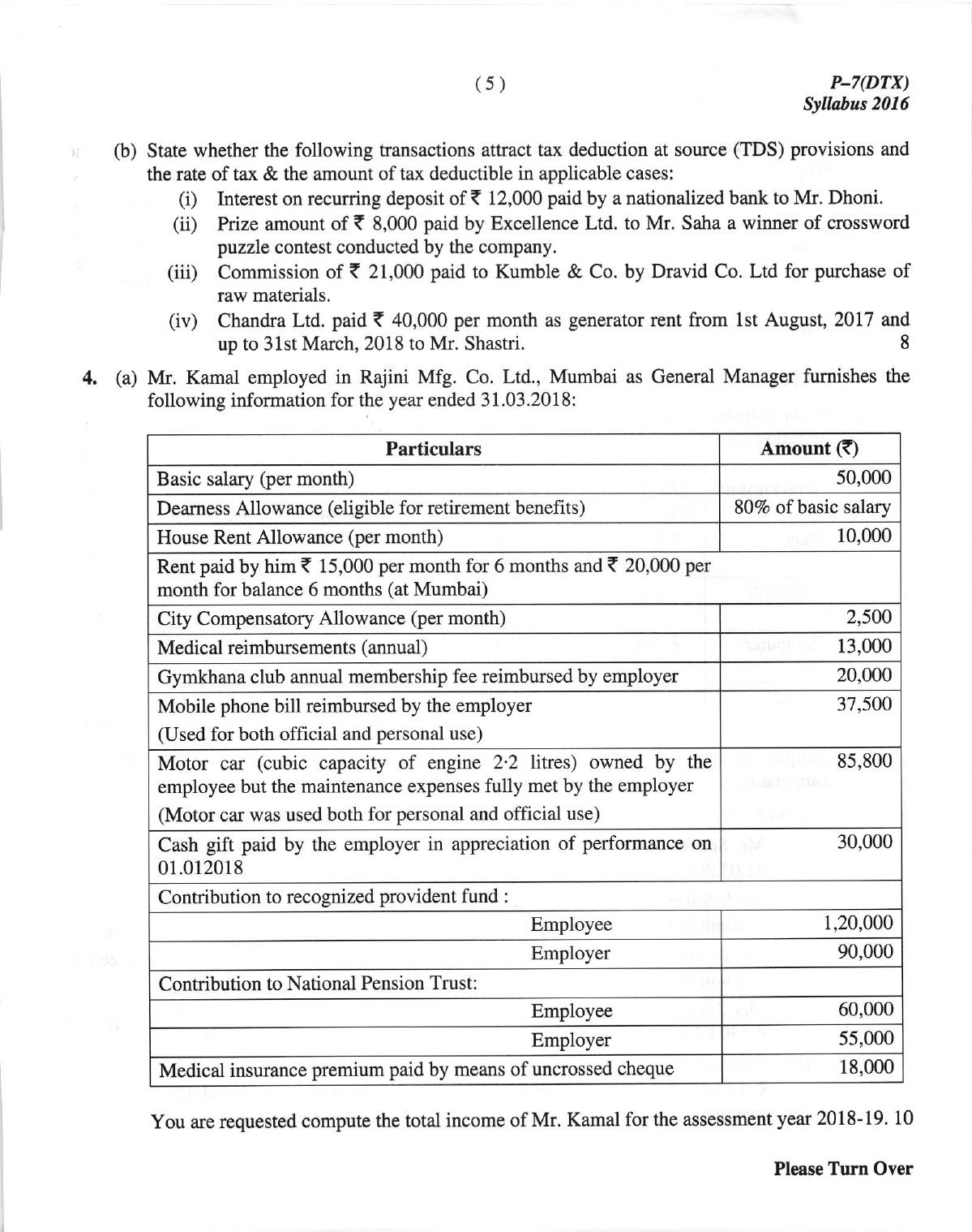 ICMAI June 2018 Direct Taxation Question Paper (Intermediate) - Page 5