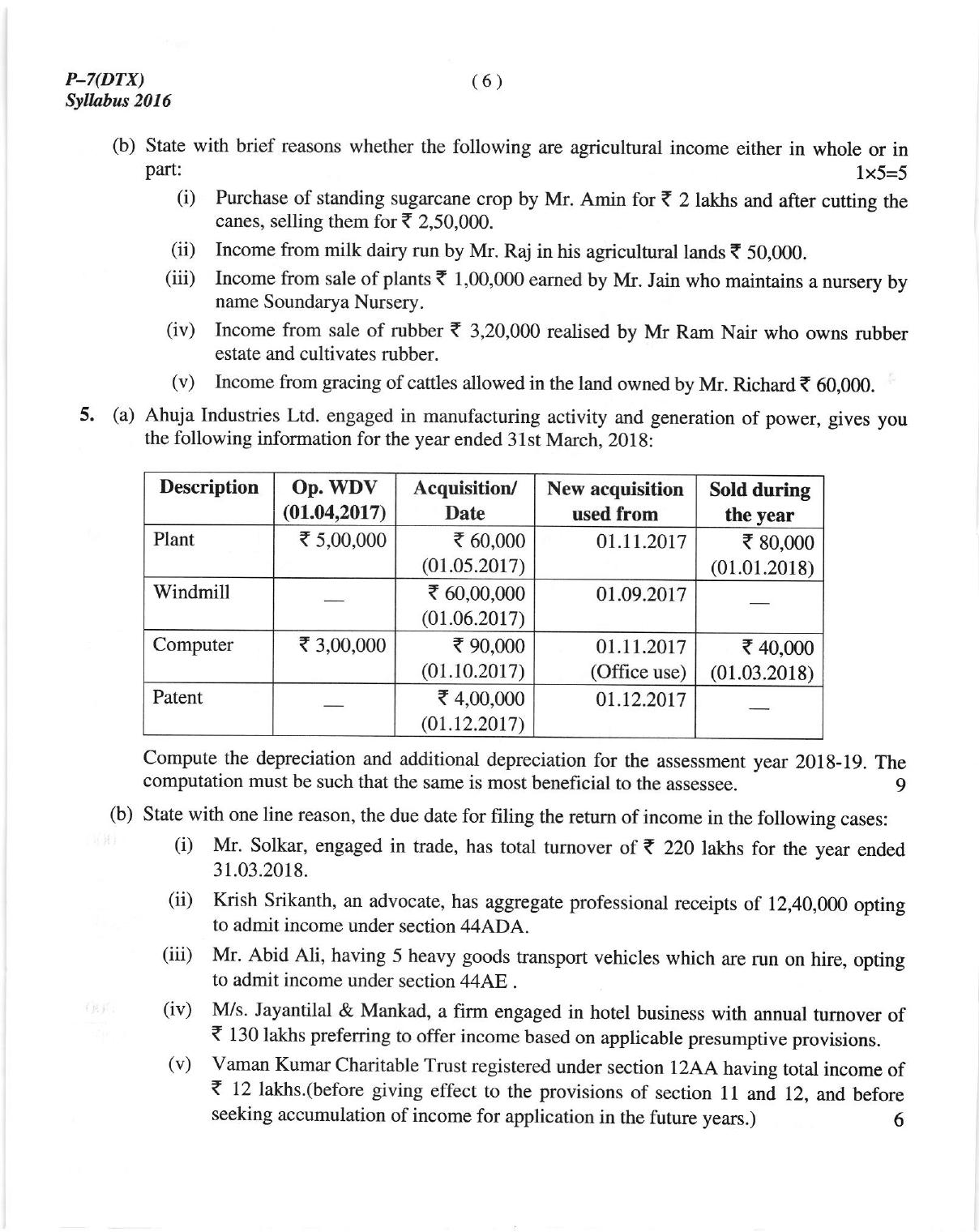 ICMAI June 2018 Direct Taxation Question Paper (Intermediate) - Page 6