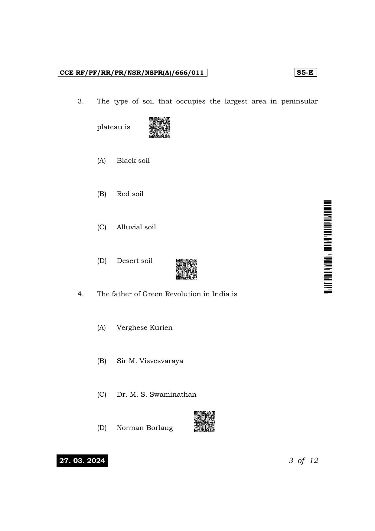 Karnataka SSLC Social Science (English Medium) Exam 1 Question Paper 2024 (A Version) - Page 3