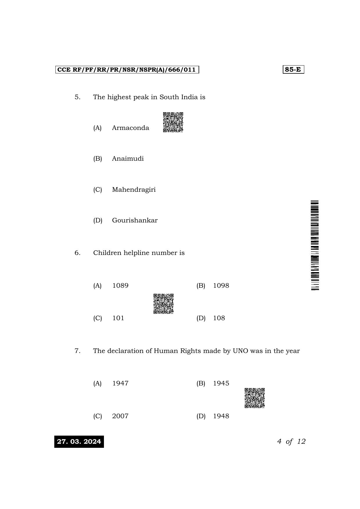 Karnataka SSLC Social Science (English Medium) Exam 1 Question Paper 2024 (A Version) - Page 4