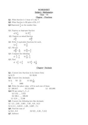 CBSE Worksheets for Class 6 Maths Assignment 7