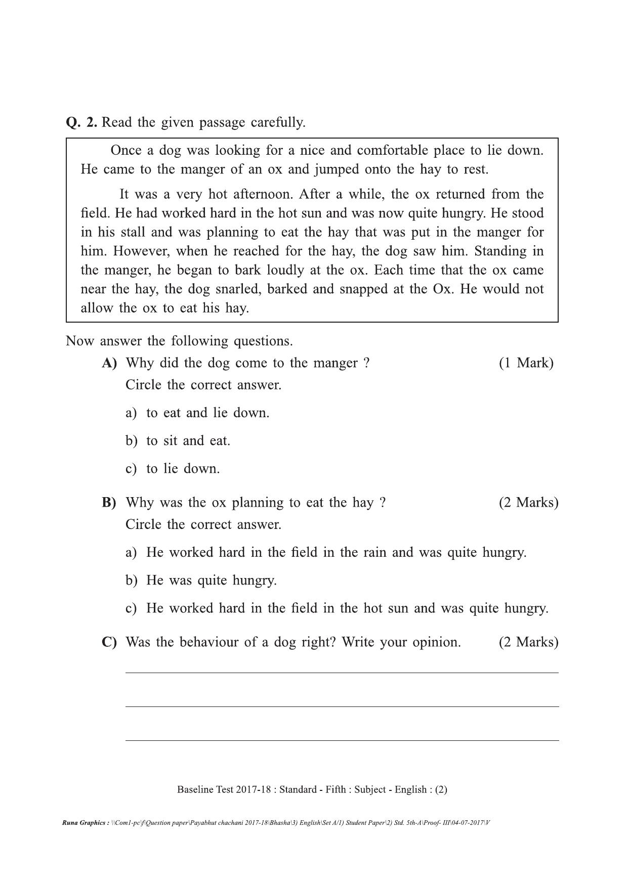 Maharashtra Board Class 5 English इंग्रजी Set A (संच-अ) Question Bank - Page 2